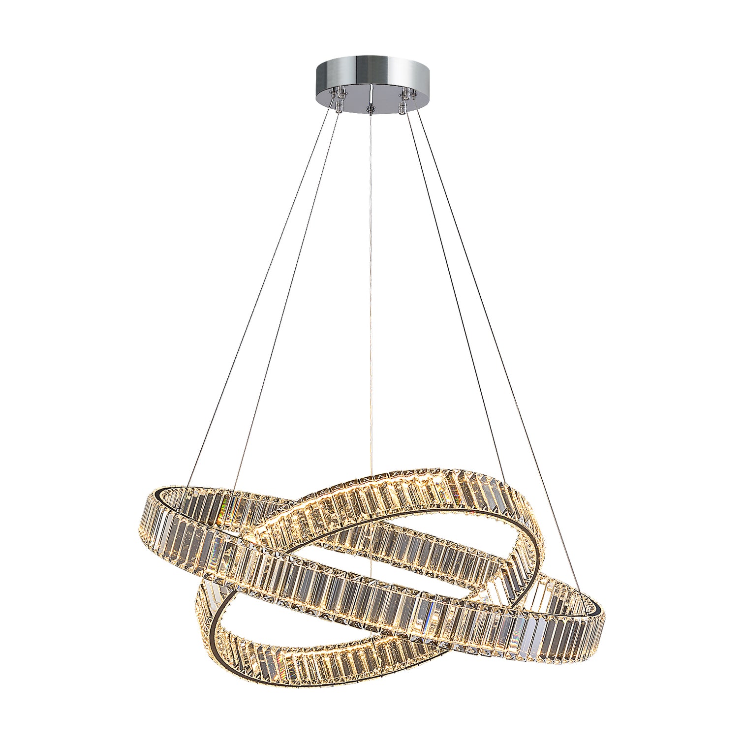 RING Double Layer Modern Style Round Crystal Chandelier Pendant Light Tri-color - 7Pandas Australia