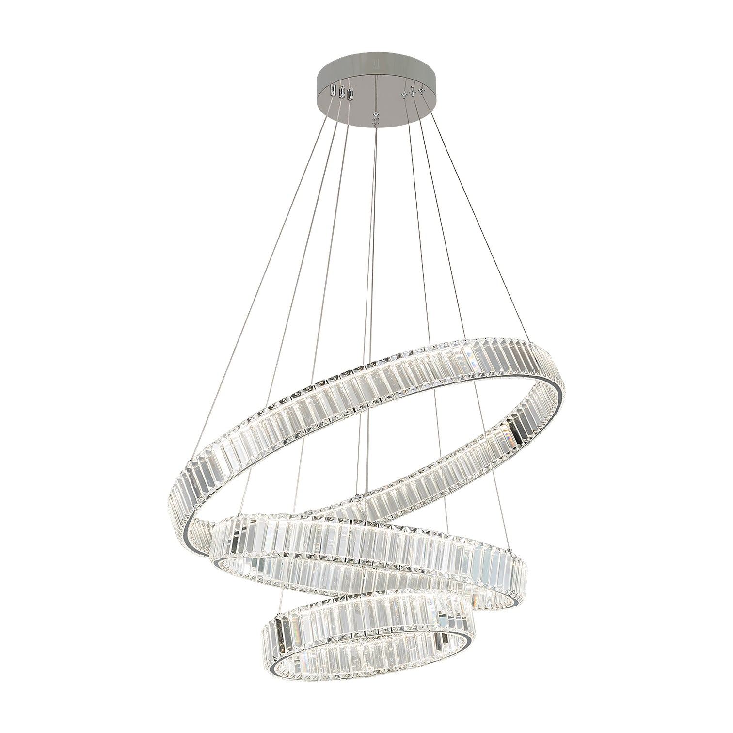 RING 3 Layers Modern Style Round Crystal Chandelier Pendant Light Tri-color - 7Pandas Australia