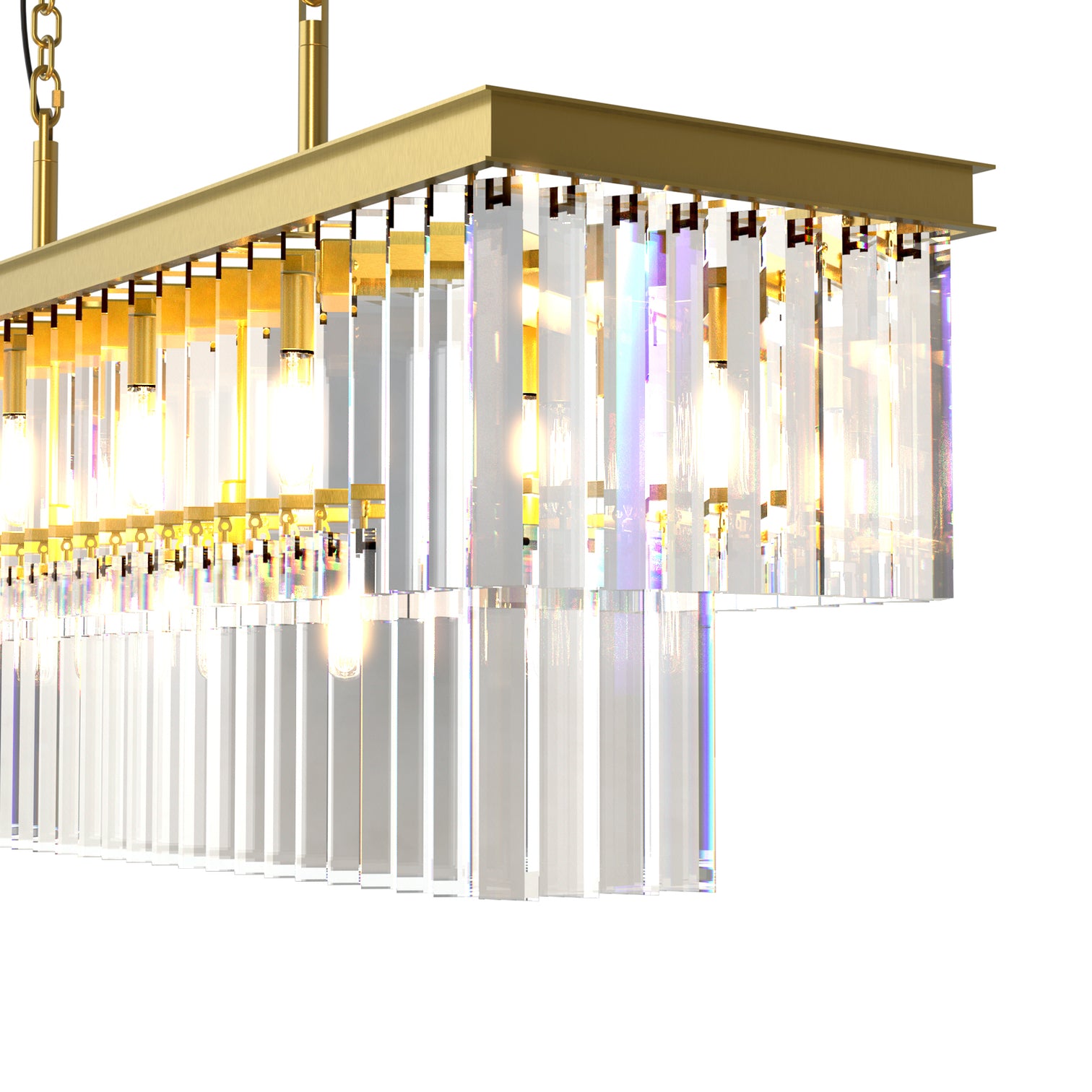 BILL Dimmable Luxury K9 Crystal Chandelier Rectangle Kitchen Dining Table 1250mm Length - 7Pandas Australia