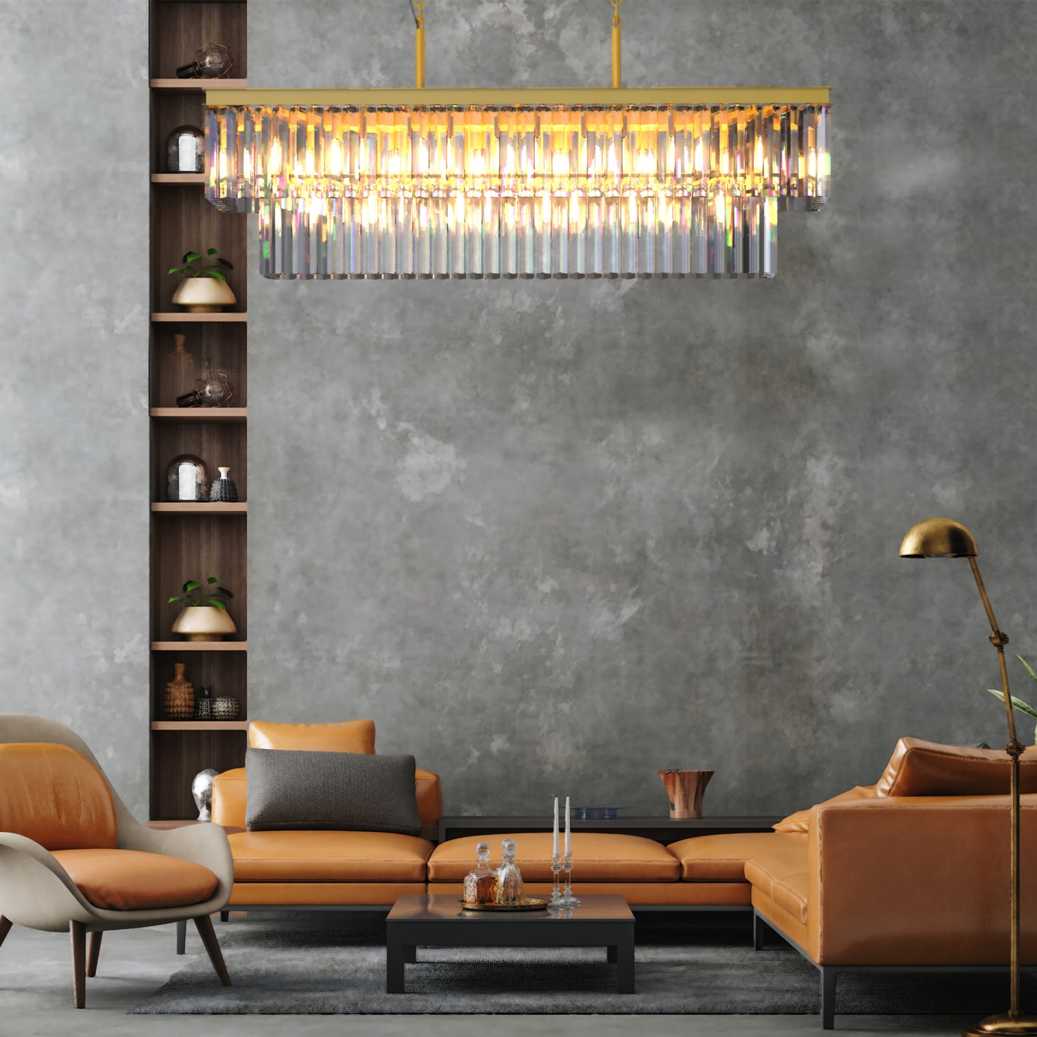 BILL Dimmable Luxury K9 Crystal Chandelier Rectangle Kitchen Dining Table 1250mm Length - 7Pandas Australia