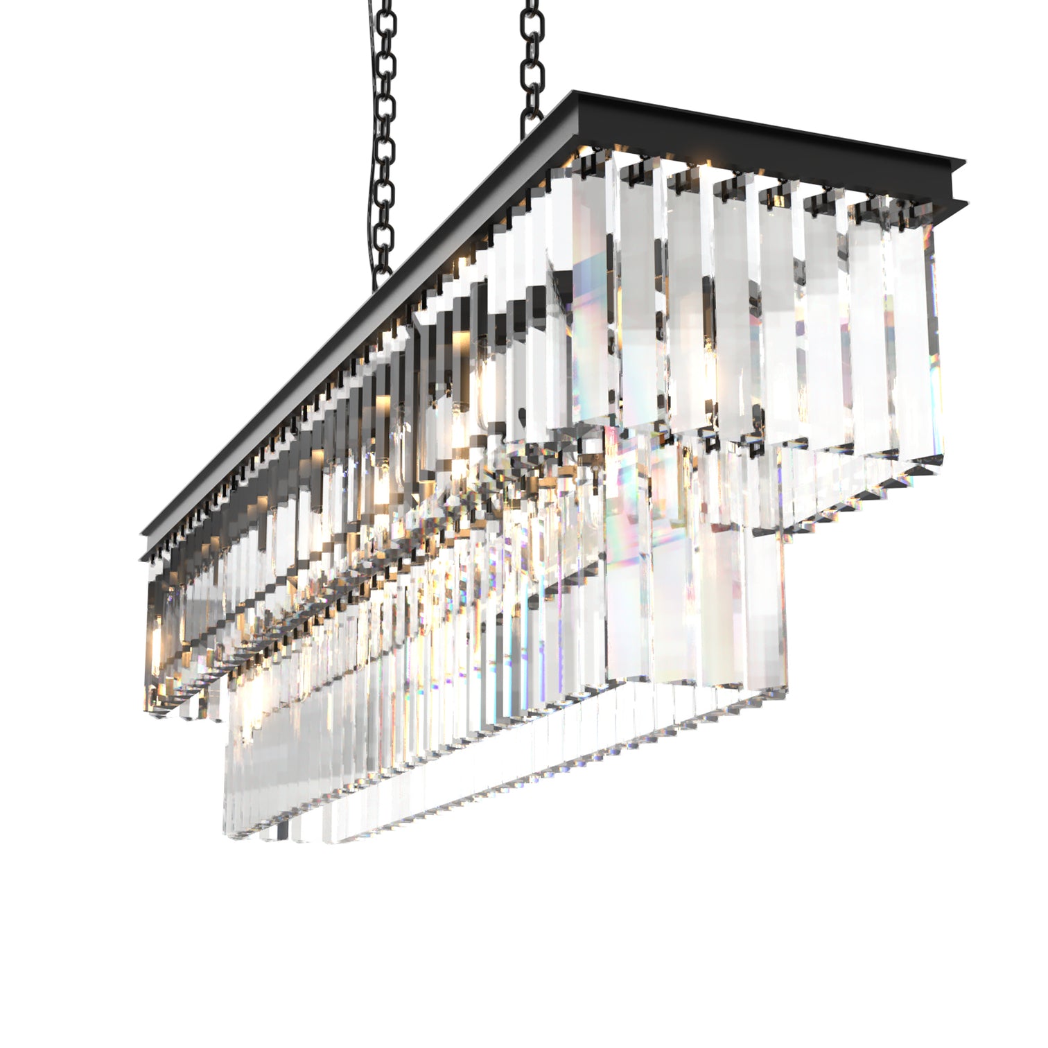 BILL Dimmable Luxury K9 Crystal Chandelier Rectangle Kitchen Dining Table 1250mm Length - 7Pandas Australia