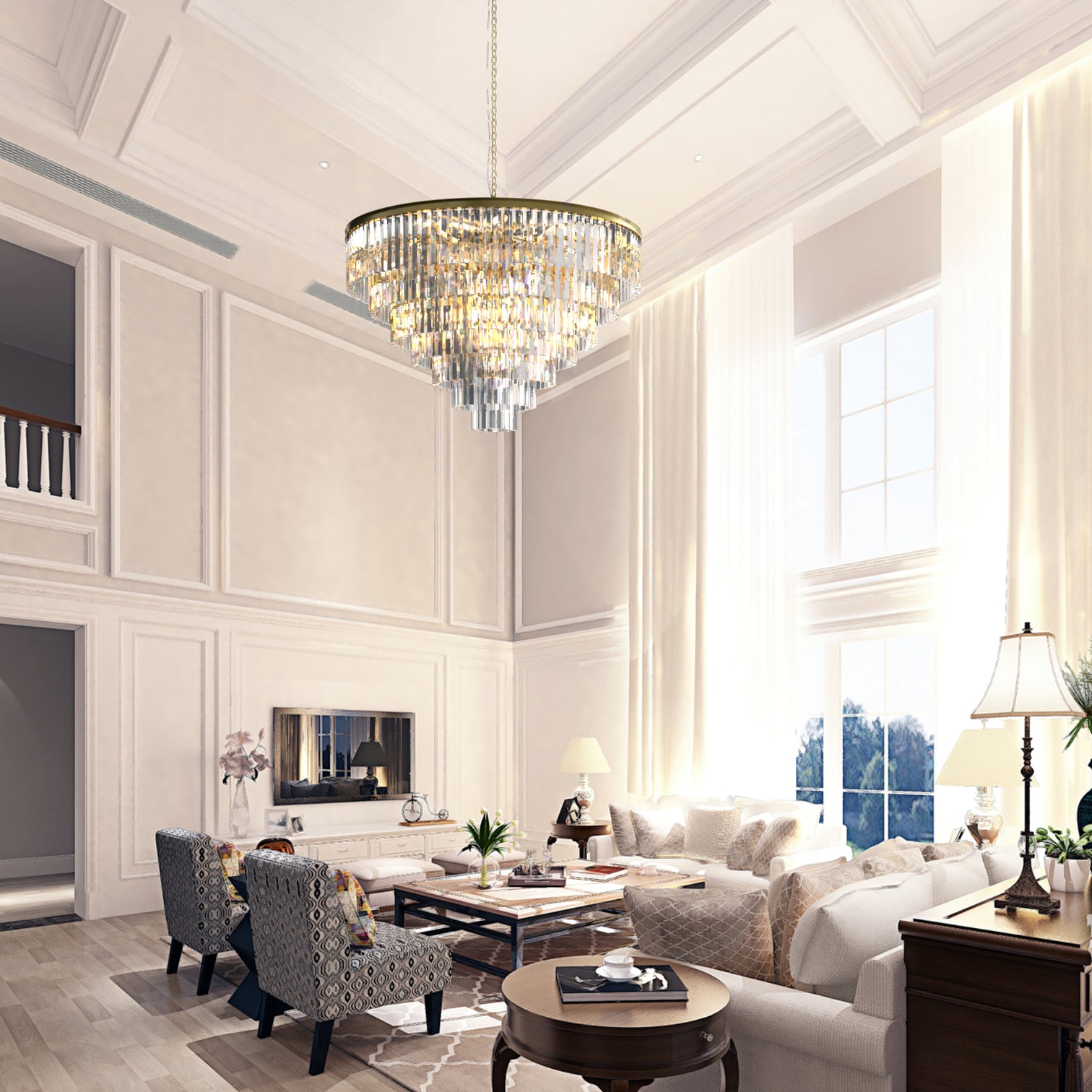 BILL Modern K9 Crystal Chandelier Angular Glass Aged Brass E14 lamp base - 7Pandas Australia