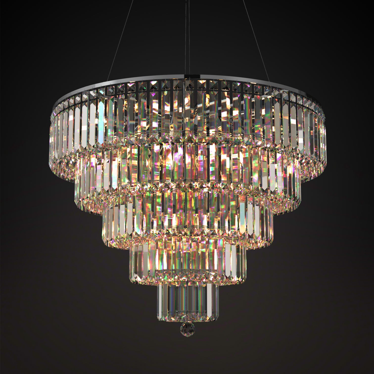 FIZAR K9 Large Contemporary Modern Crystal Chandelier Raindop Round Light Fixture E14 base - 7Pandas Australia
