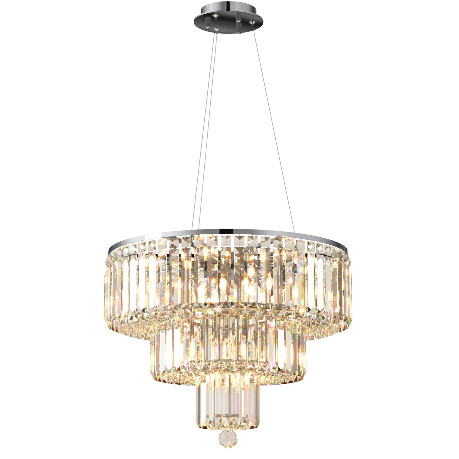 FIZAR K9 Large Contemporary Modern Crystal Chandelier Raindop Round Light Fixture E14 base - 7Pandas Australia