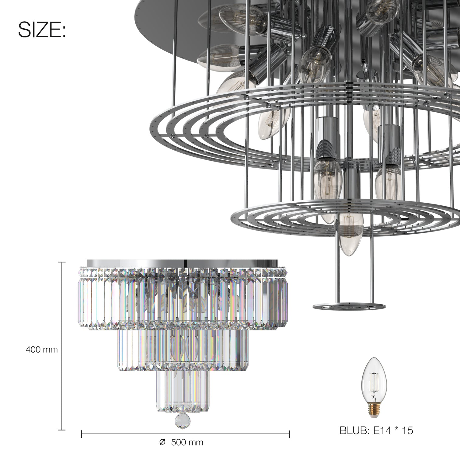 FIZAR K9 Large Contemporary Modern Crystal Chandelier Raindop Round Light Fixture E14 base - 7Pandas Australia