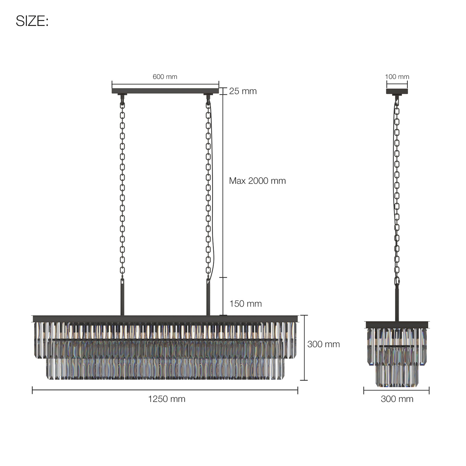 Terrance 16-Lights Rectangle Modern Smoky Crystal Chandelier Kitchen Dining E14 Lamp Base - 7Pandas Australia