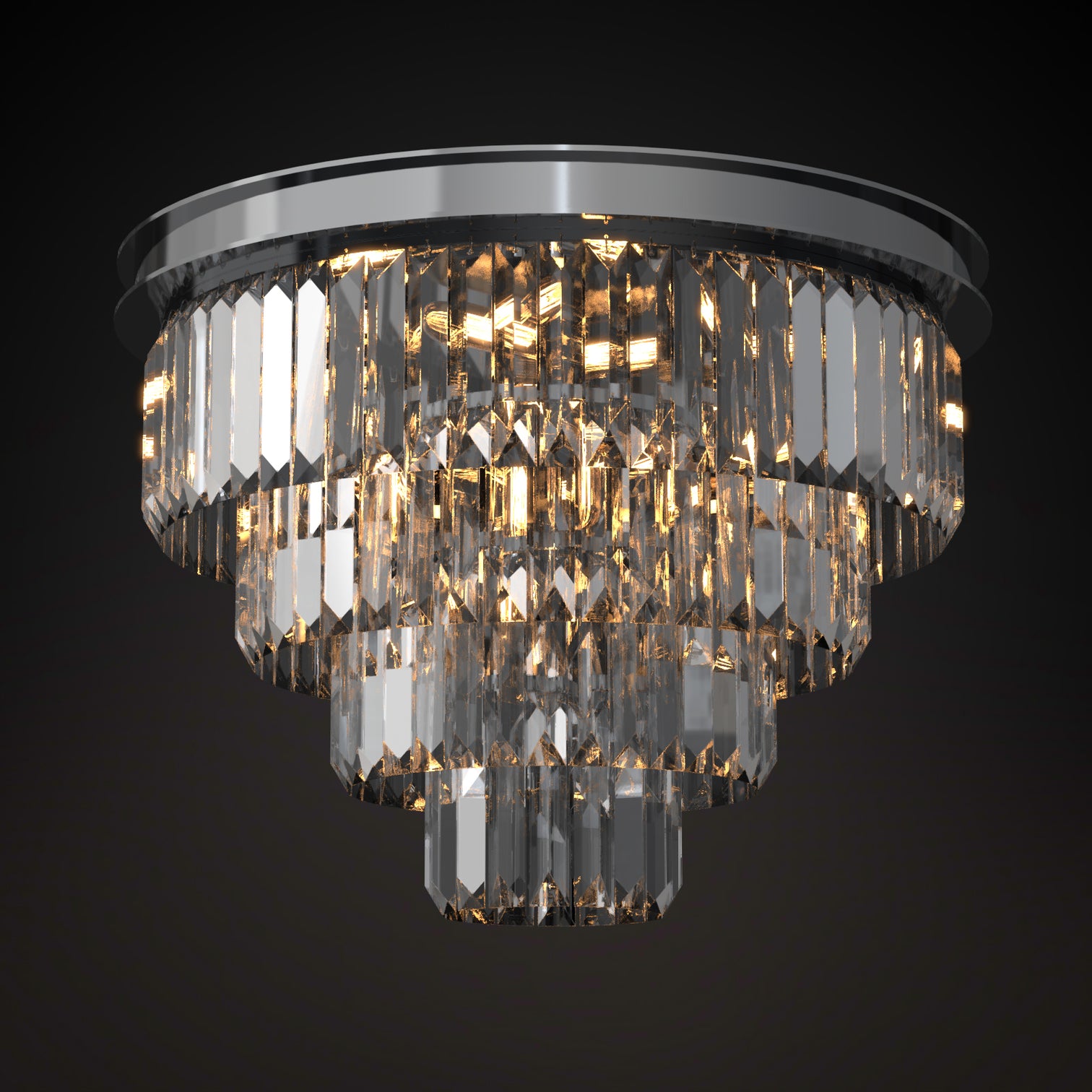 Teras K9 Modern Crystal Chandelier Round Light Fixture Flush Mount Type E14 base - 7Pandas Australia