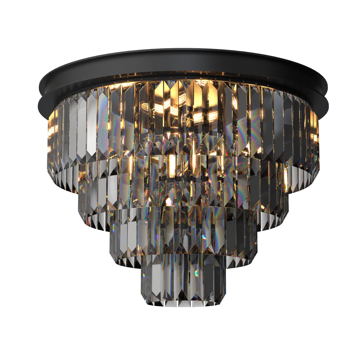 Teras K9 Modern Crystal Chandelier Round Light Fixture Flush Mount Type E14 base - 7Pandas Australia