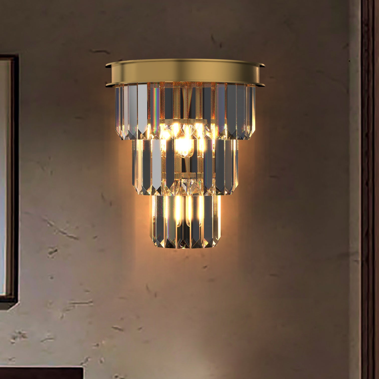 TERAS Contemporary Interior Crystal Wall Light for Living Room Bedroom Bathroom Bedside Hallway E14 base - 7Pandas Australia