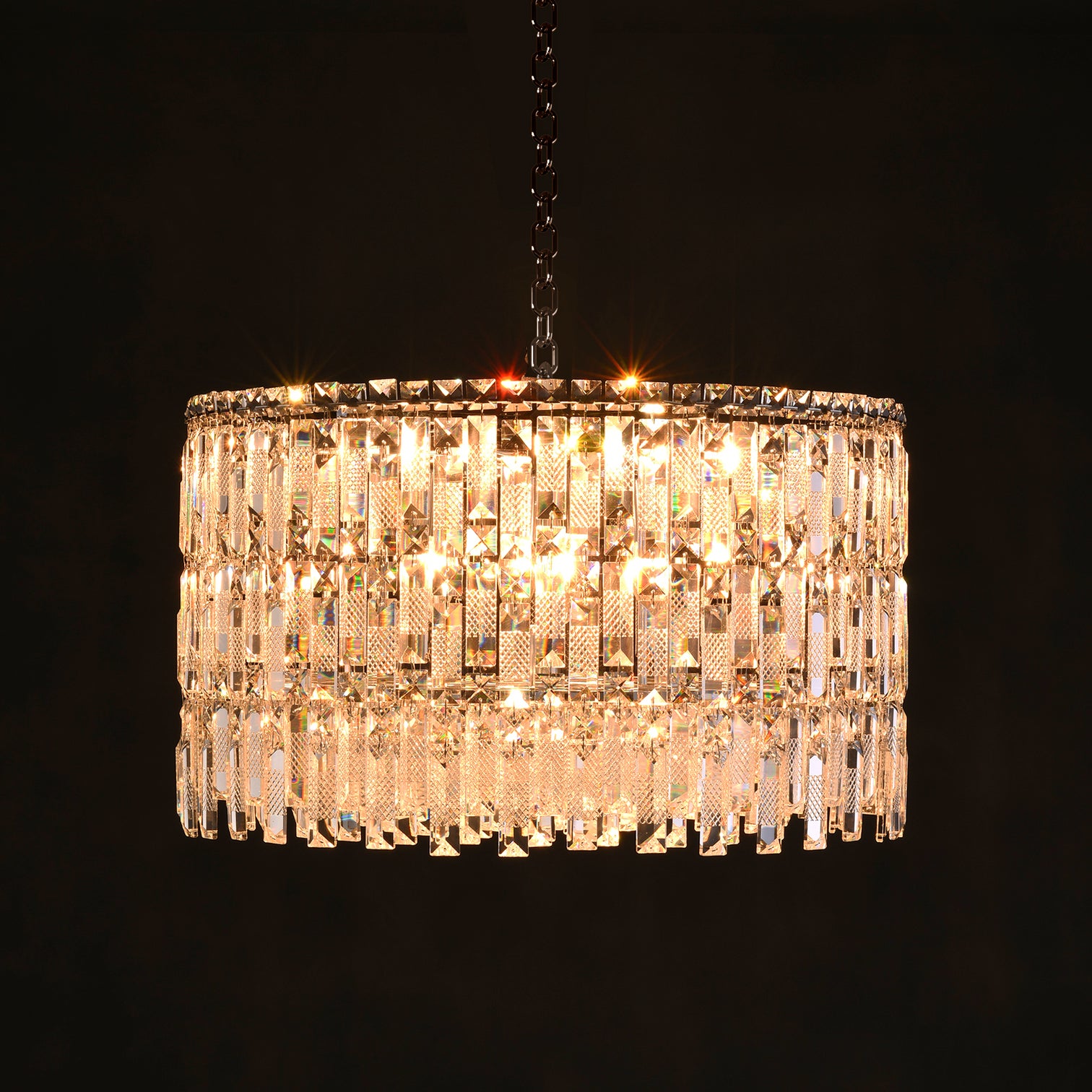 PERONI 600mm Diameter Round Modern Clear Crystal Chandelier Lighting E14 Base - 7Pandas Australia