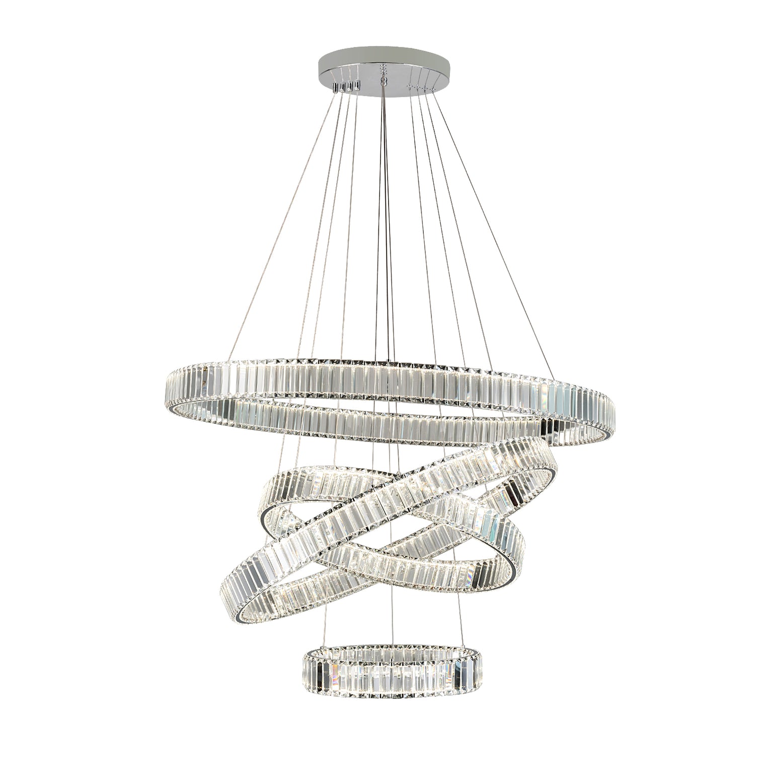 RING 4-Layer Modern K9 Luxury Crystal Chandelier LED 3CCT Dimmable Living Dining Room Foyer - 7Pandas Australia