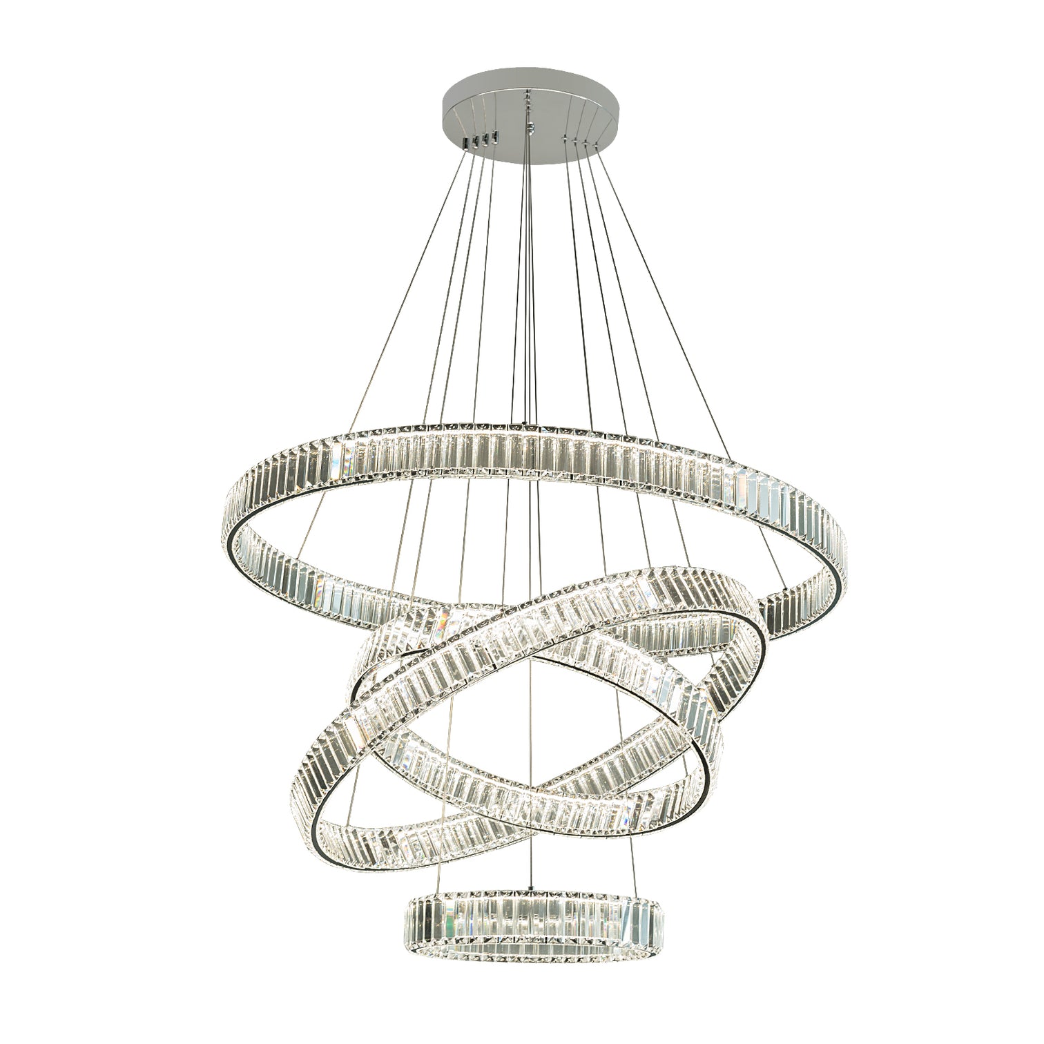 RING 4-Layer Modern K9 Luxury Crystal Chandelier LED 3CCT Dimmable Living Dining Room Foyer - 7Pandas Australia
