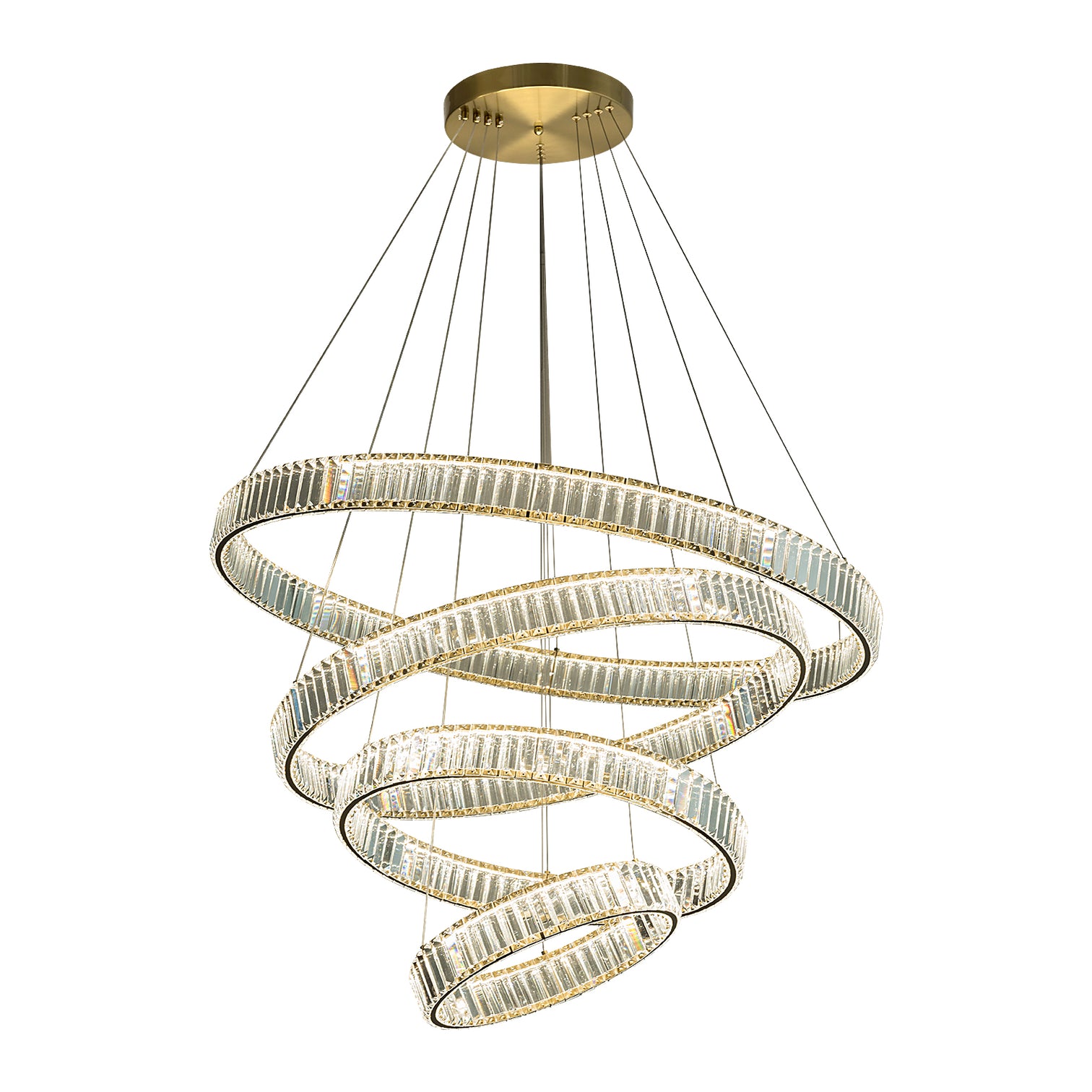 RING 4-Layer Modern K9 Luxury Crystal Chandelier LED 3CCT Dimmable Living Dining Room Foyer - 7Pandas Australia