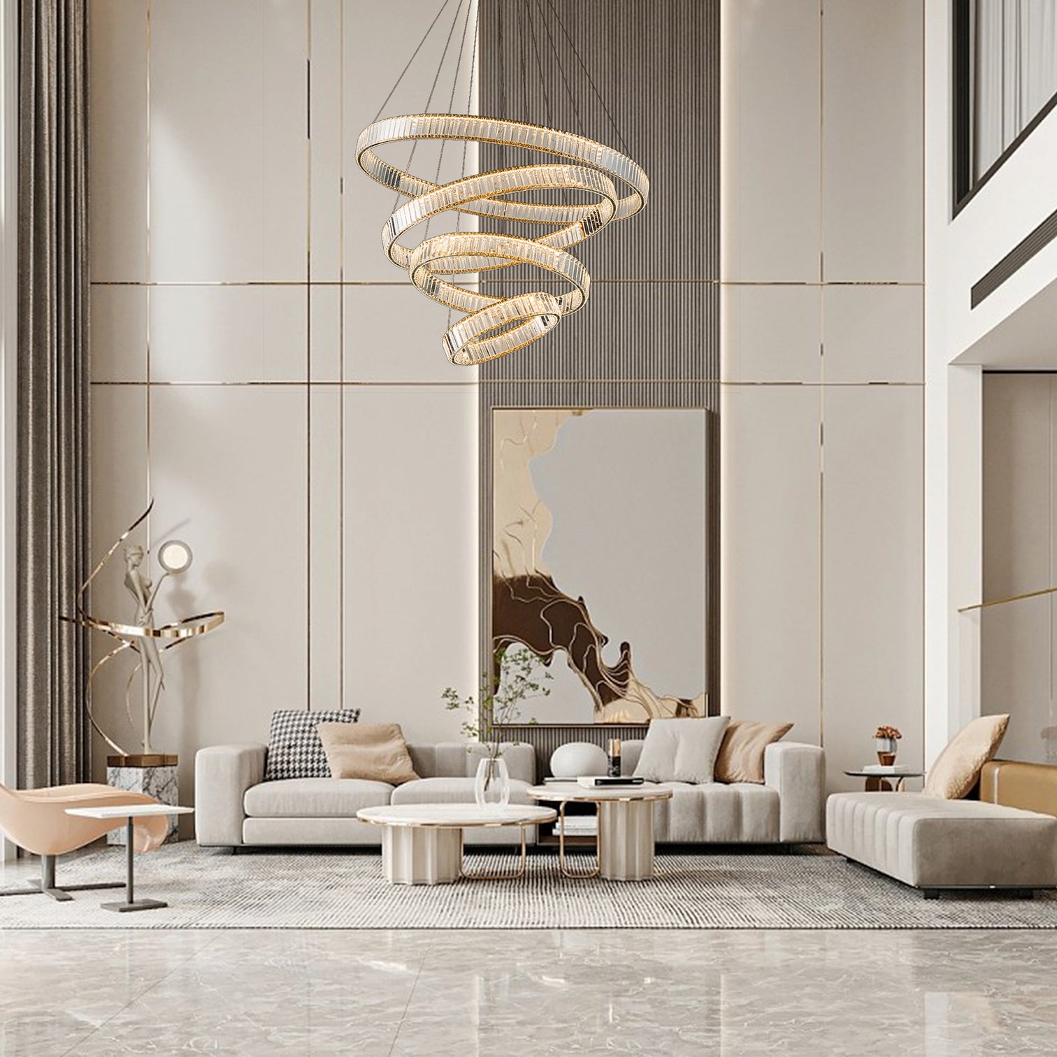 RING 4-Layer Modern K9 Luxury Crystal Chandelier LED 3CCT Dimmable Living Dining Room Foyer - 7Pandas Australia