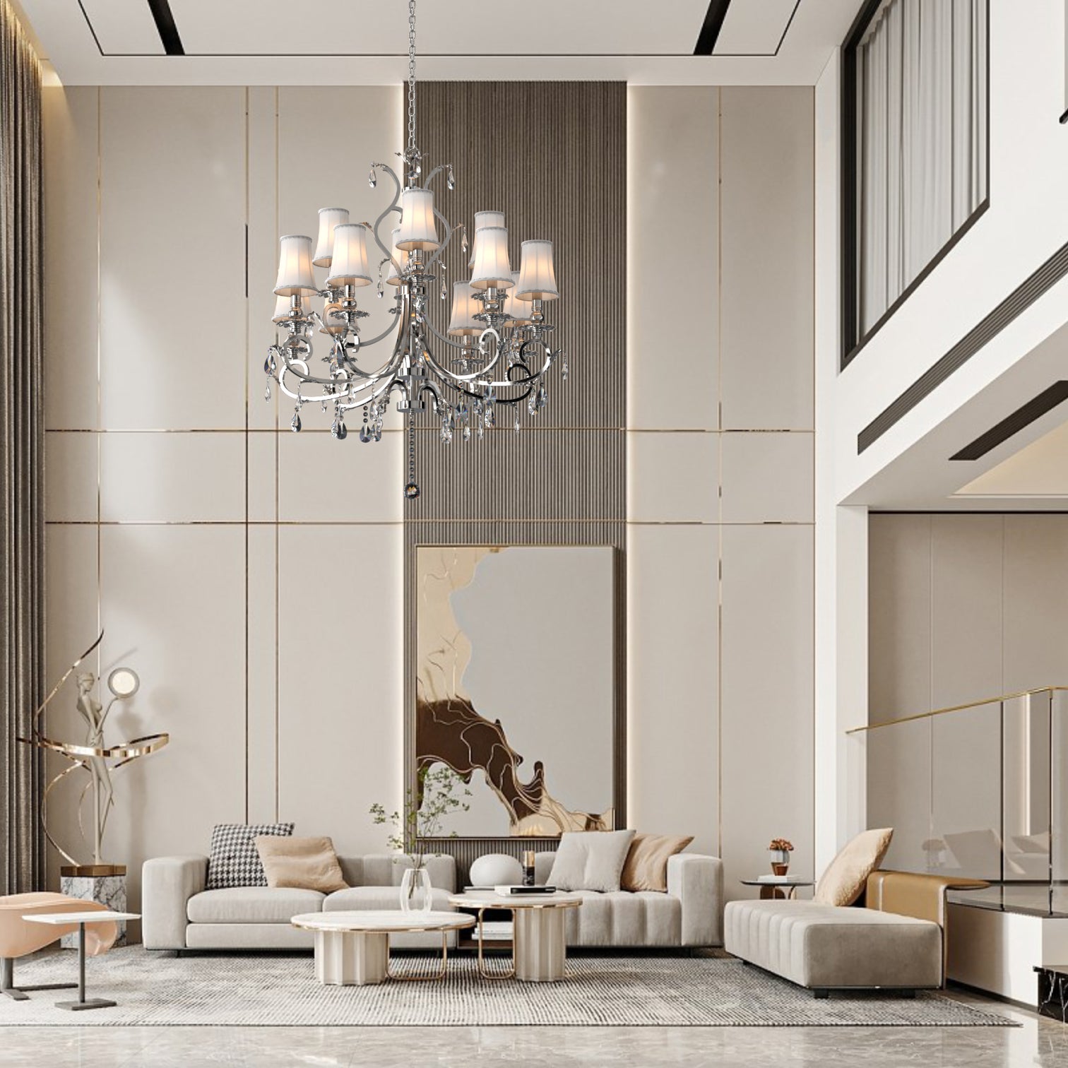 Milano 1020mm diameter 12 Lights Silver Luxury K9 Crystal Chandeliers for dining room, living Room E14 Base - 7Pandas Australia