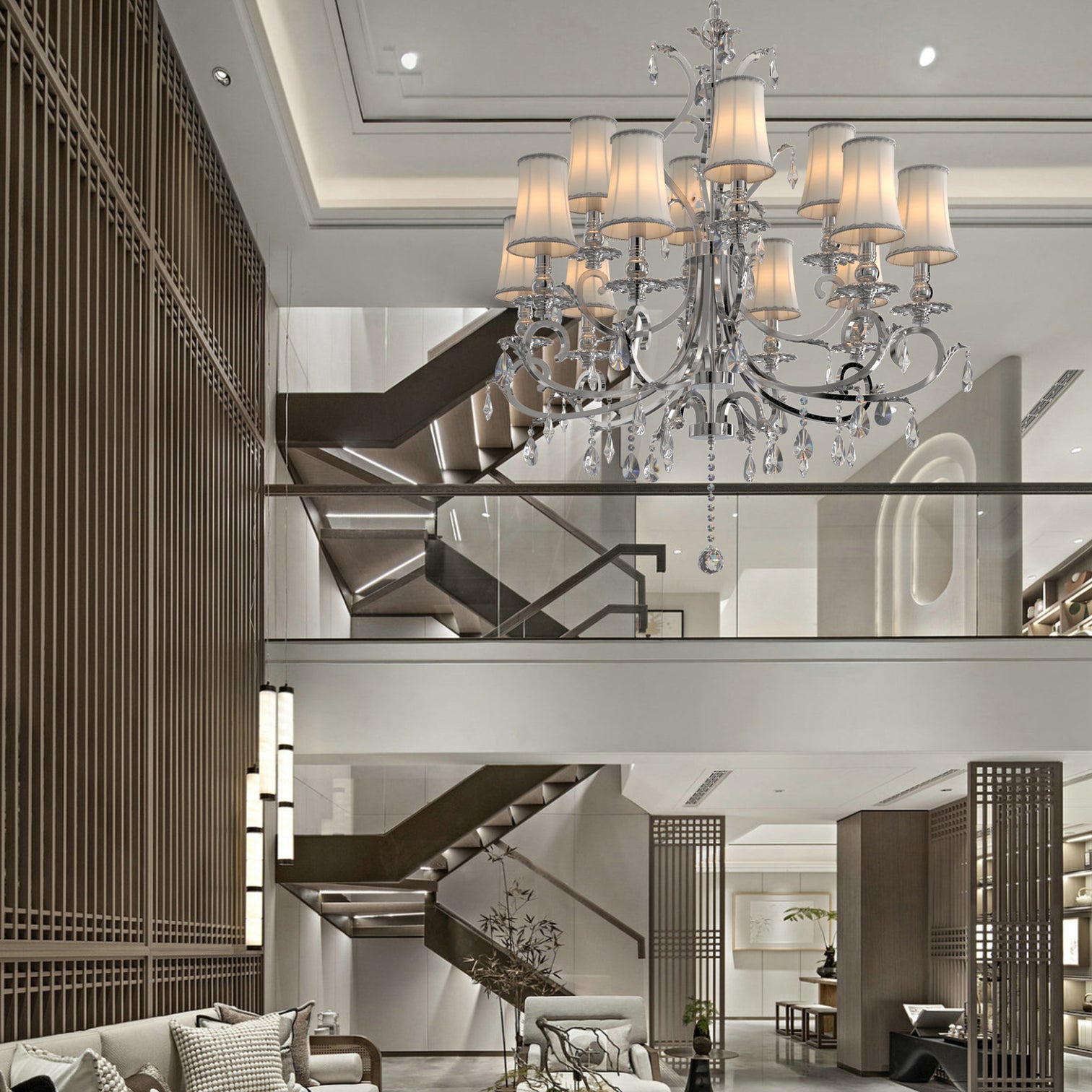 Milano 1020mm diameter 12 Lights Silver Luxury K9 Crystal Chandeliers for dining room, living Room E14 Base - 7Pandas Australia