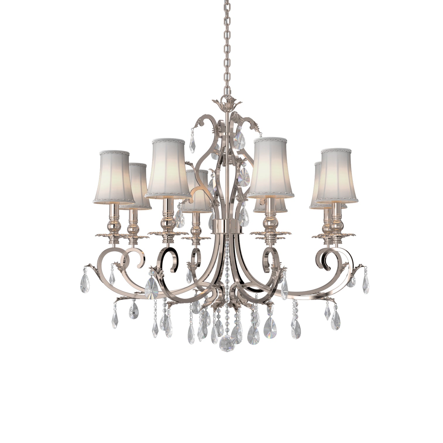 Milano 960mm diameter 8 Lights Silver Luxury K9 Crystal Chandeliers for dining room, living Room E14 Base - 7Pandas Australia