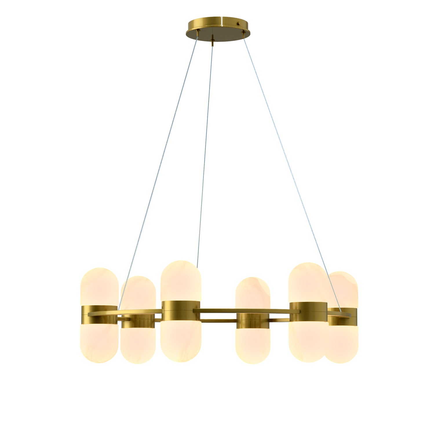 ROCKET 6-Lights 420mm Round Alabaster Chandeliers Dining Room Foyer Entryway Hallway LED G9 Bulb Included - 7Pandas Australia