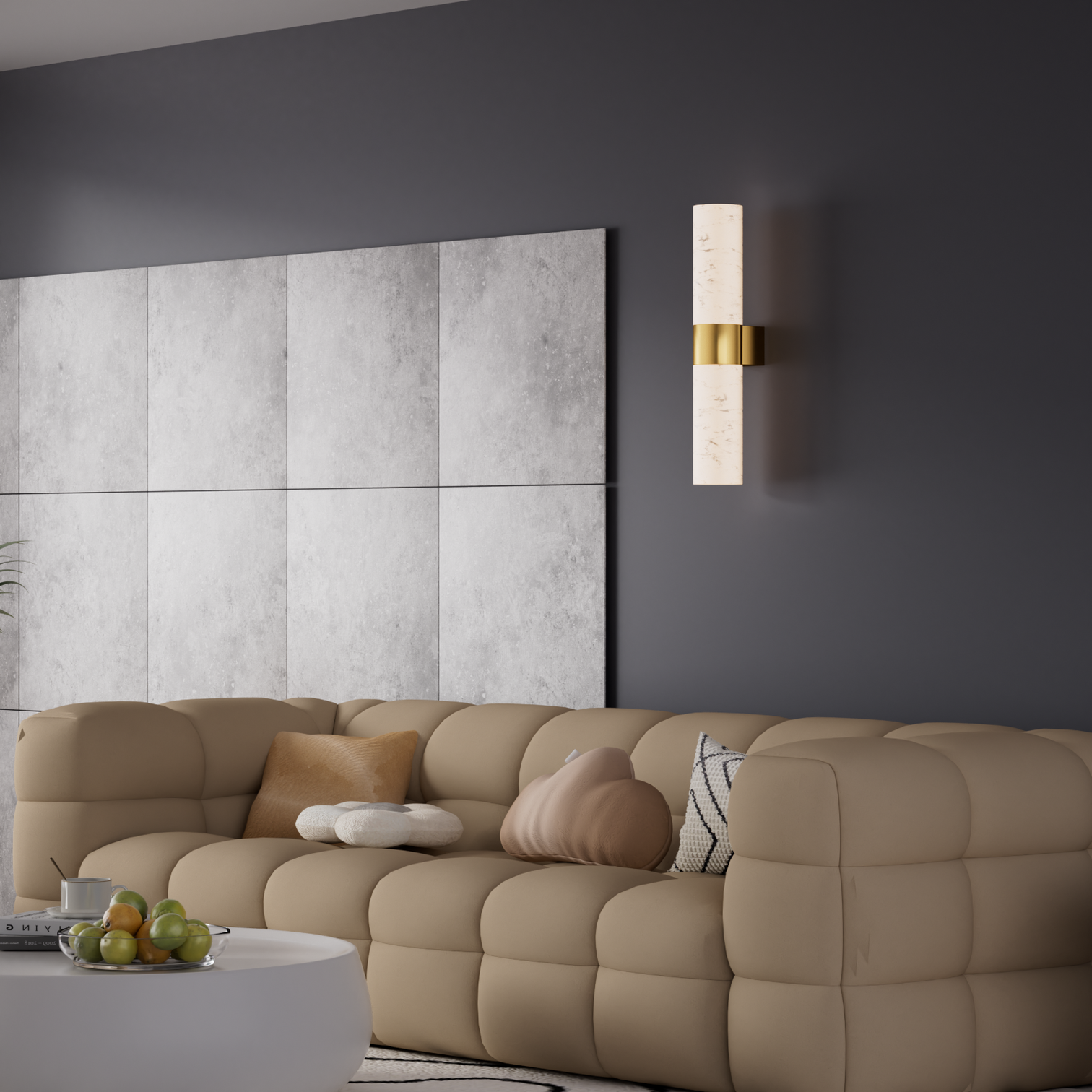 KUTA Luxury Alabaster Bathroom Vanity Interior Wall Light Aged Brass LED Bulb Included - 7Pandas Australia