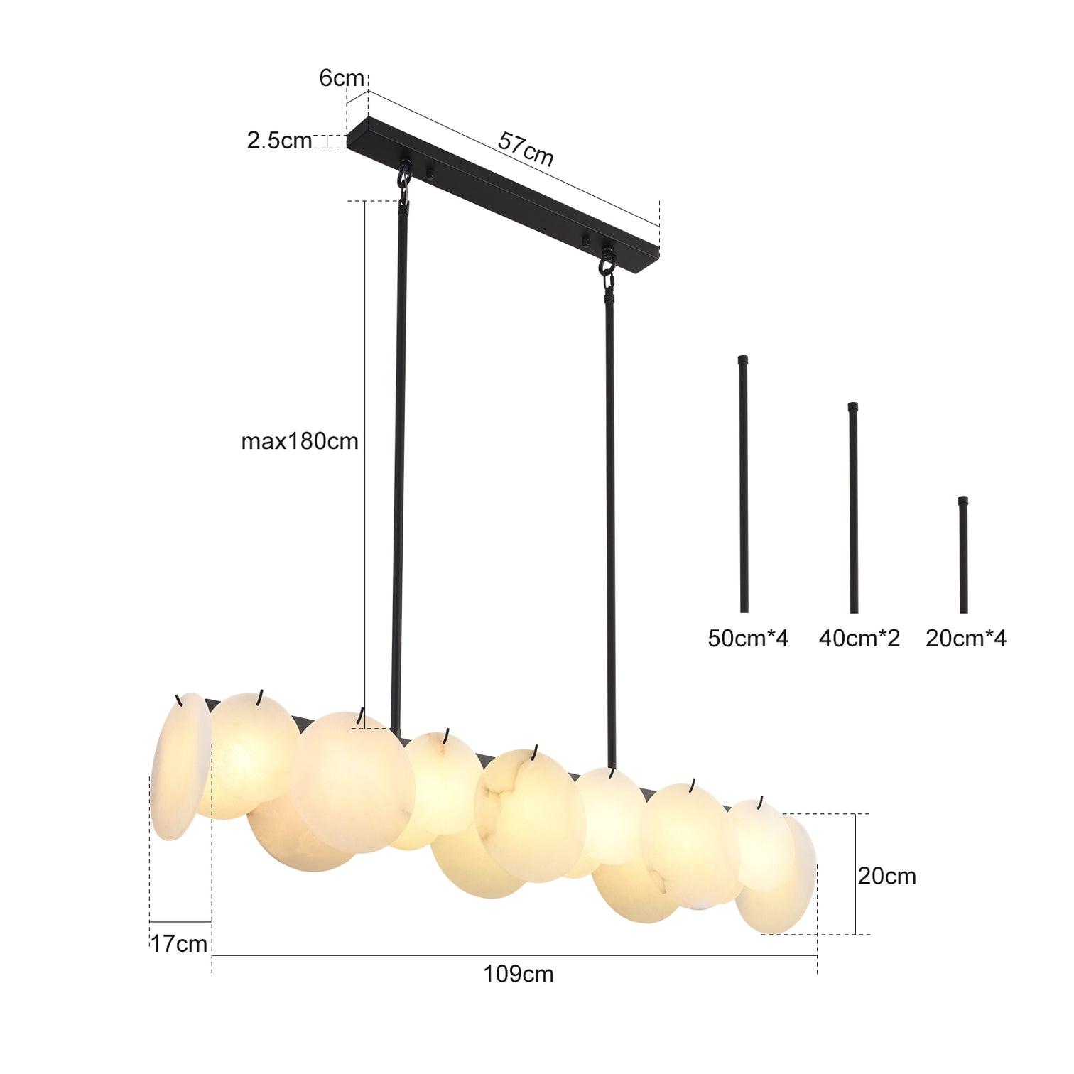 PORTSEA 1050mm Luxury Alabaster Stone Chandelier Dining Kitchen G9 Bulb Included - 7Pandas Australia