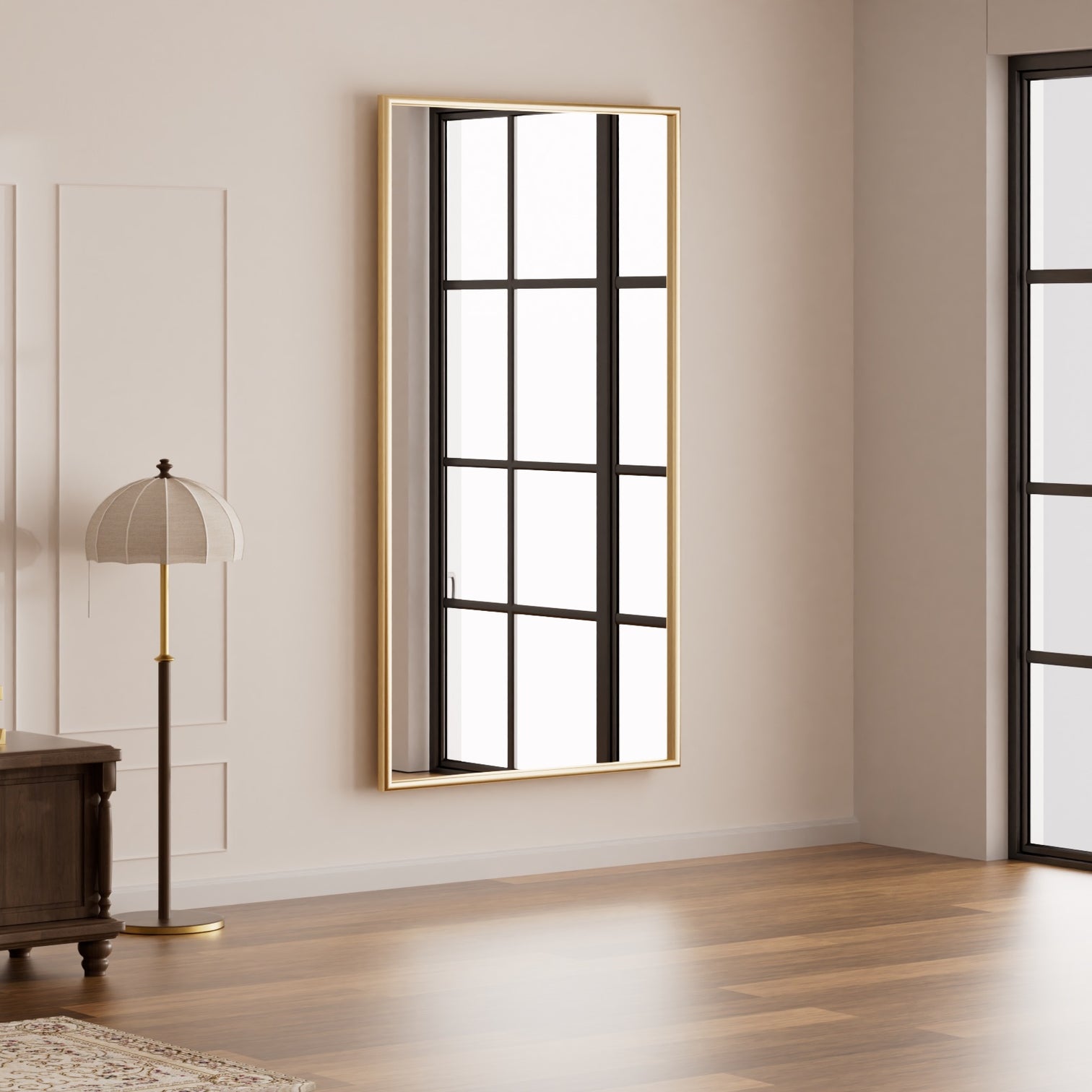 GALICIA Large Luxury Modern Deco Mirror Stainless Steel with Aged Brass finish - 7Pandas Australia