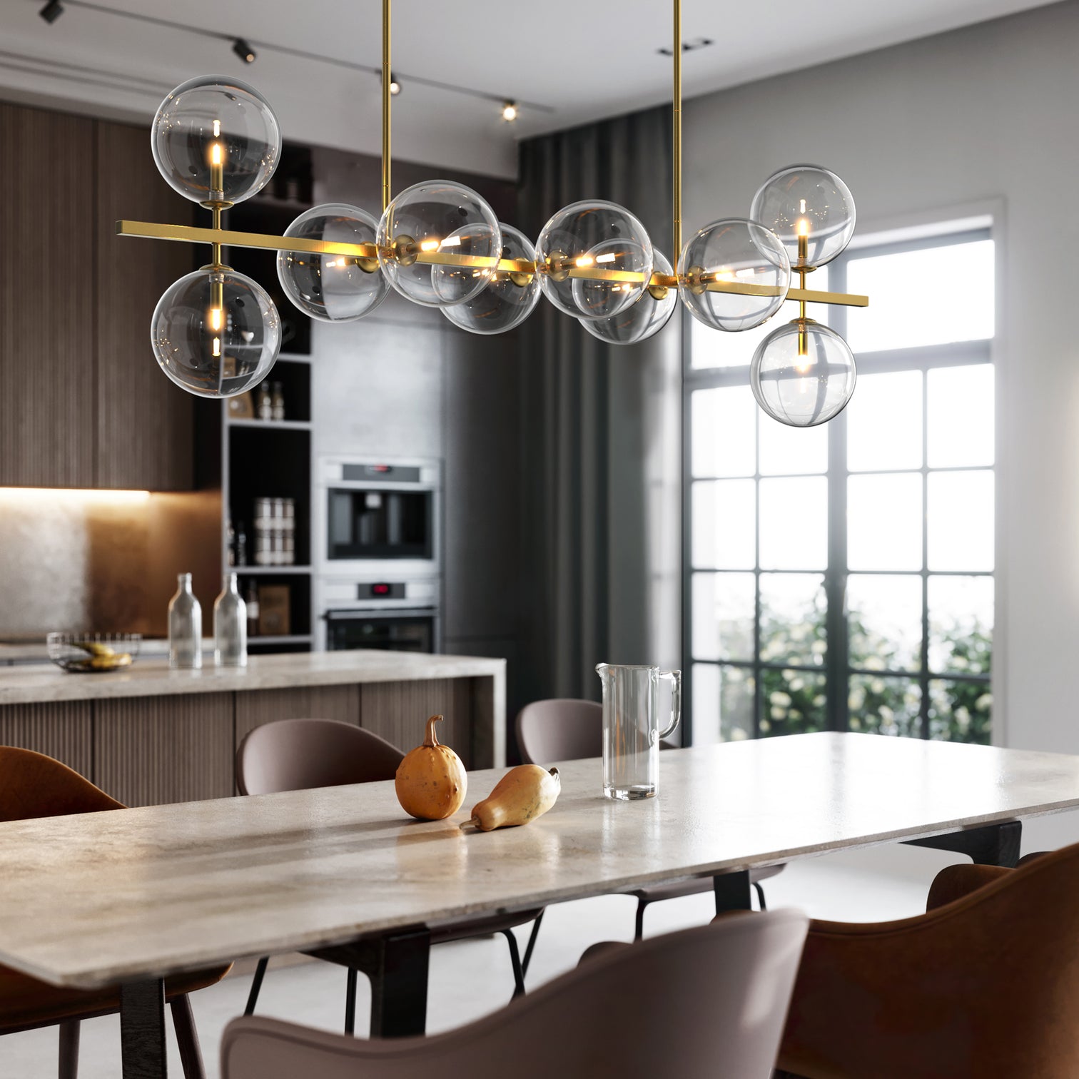 Bubble 1600mm Length Contemporary Large Round Clear Glass Chandeliers 10*G9 Lamp base - 7Pandas Australia