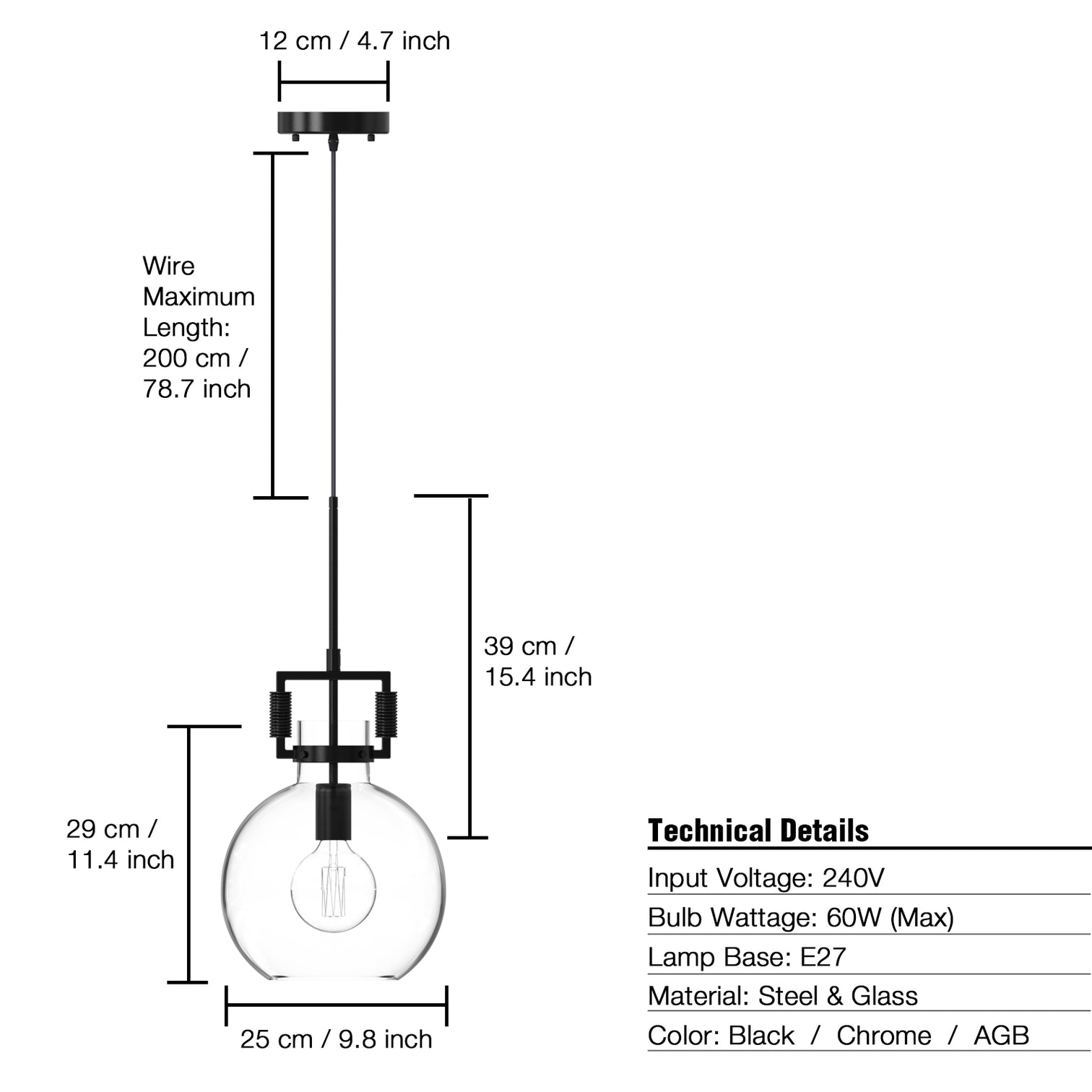OCULUS 250mm Designer Contemporary Clear Glass Pendant Light for Kitchen Island - 7Pandas Australia