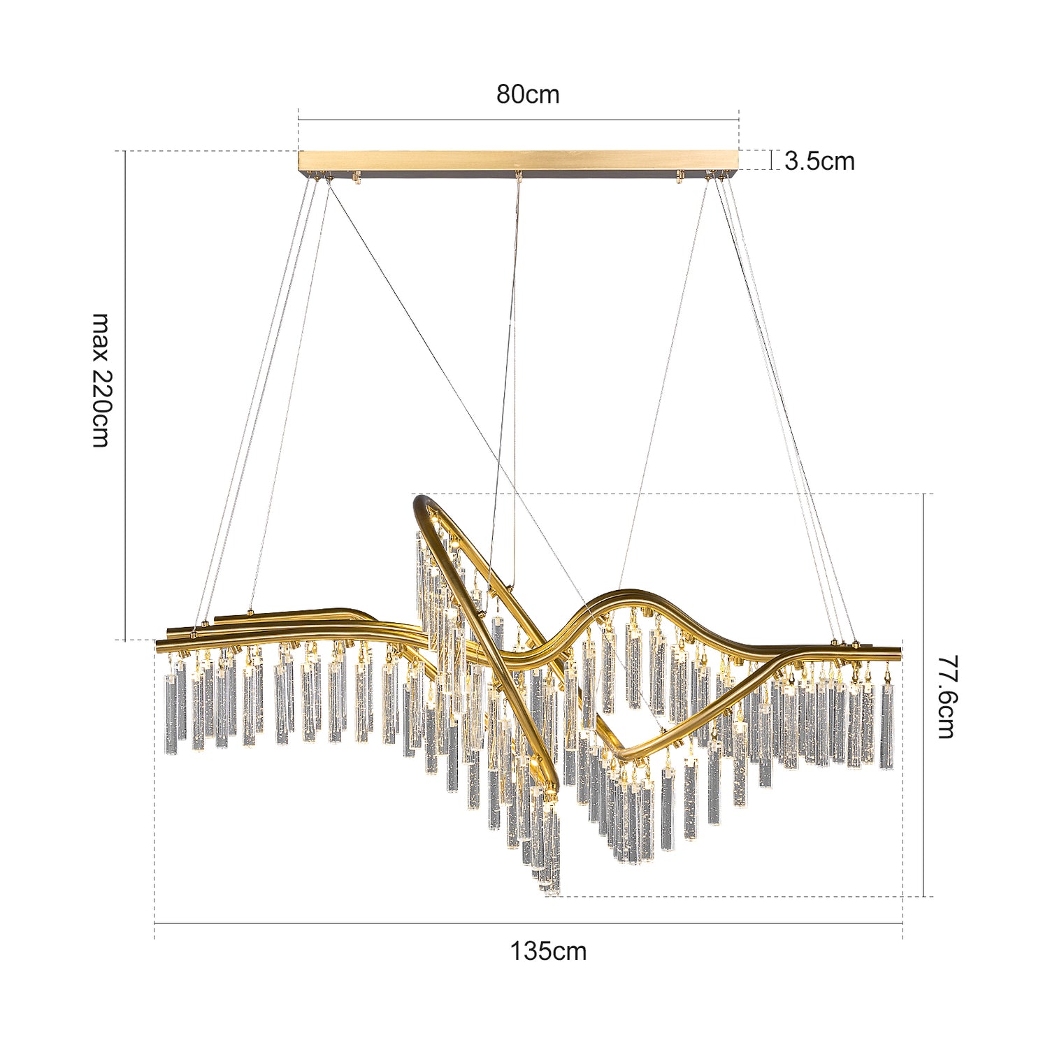 LUSENA Large Contemporary Design LED Clear Crystal Chandelier 3000K Aged Brass - 7Pandas Australia