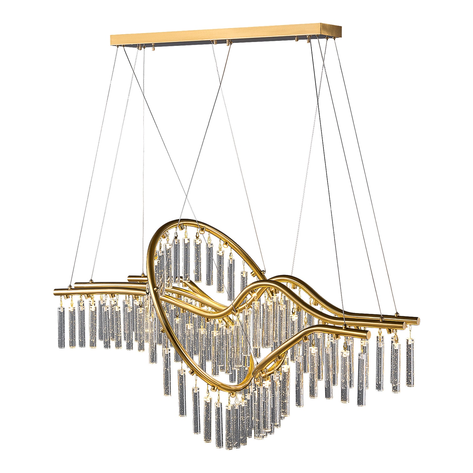 LUSENA Large Contemporary Design LED Clear Crystal Chandelier 3000K Aged Brass - 7Pandas Australia