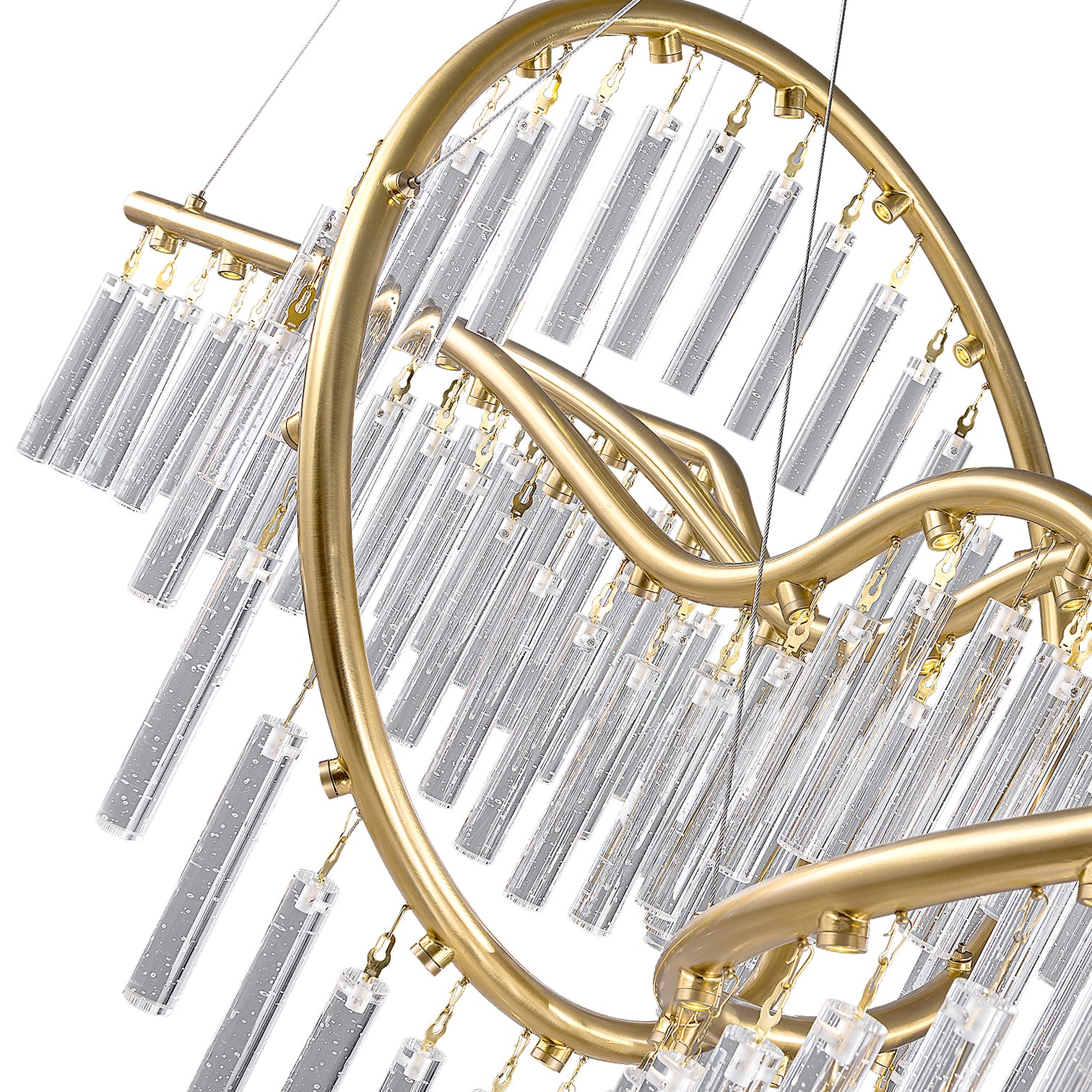 LUSENA Large Contemporary Design LED Clear Crystal Chandelier 3000K Aged Brass - 7Pandas Australia