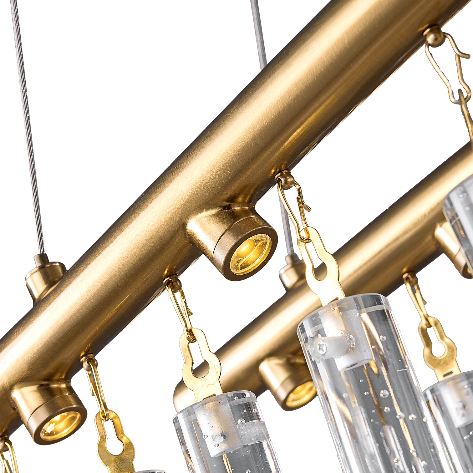 LUSENA Large Contemporary Design LED Clear Crystal Chandelier 3000K Aged Brass - 7Pandas Australia