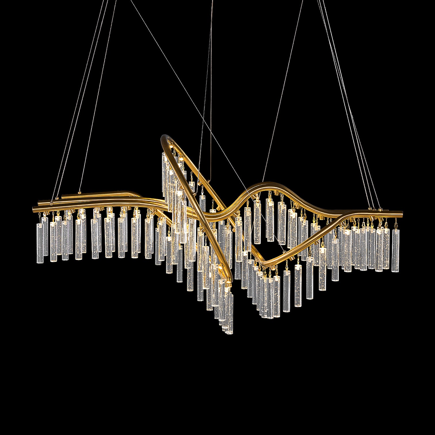 LUSENA Large Contemporary Design LED Clear Crystal Chandelier 3000K Aged Brass - 7Pandas Australia