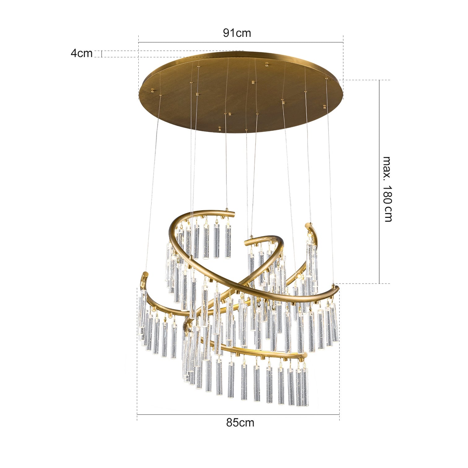 LUSENA Large Contemporary Design LED Clear Crystal Chandelier 3000K Aged Brass - 7Pandas Australia
