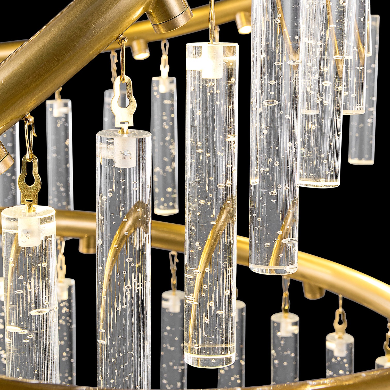 LUSENA Large Contemporary Design LED Clear Crystal Chandelier 3000K Aged Brass - 7Pandas Australia