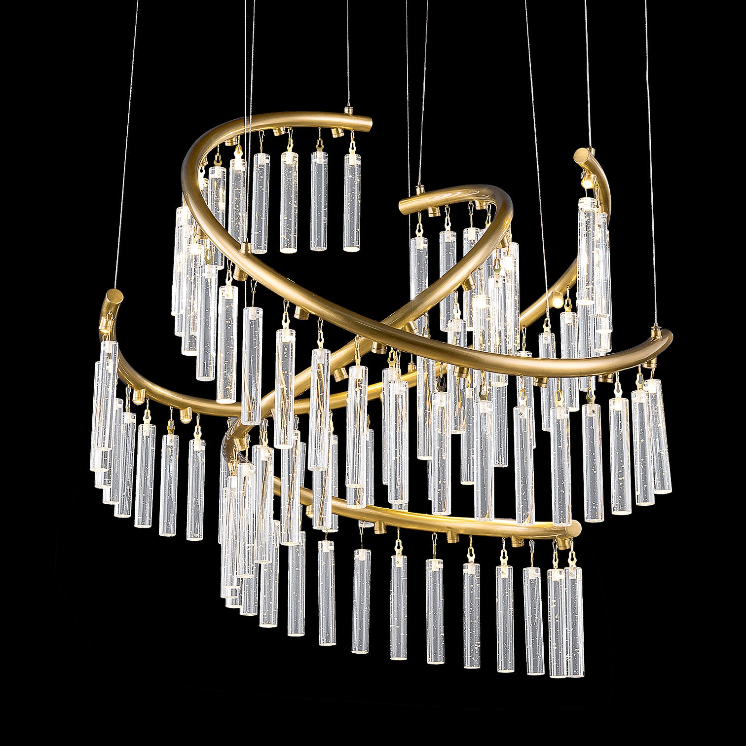 LUSENA Large Contemporary Design LED Clear Crystal Chandelier 3000K Aged Brass - 7Pandas Australia