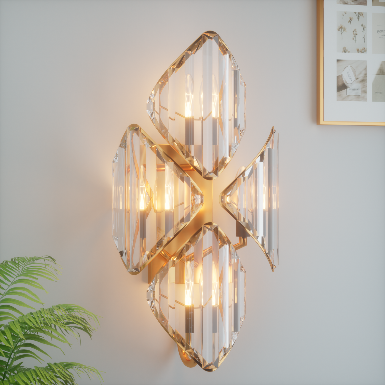 BLIN Luxury K9 Crystal Interior Wall Light Aged Brass Living Room Bathroom Vanity Light E14 Base - 7Pandas Australia