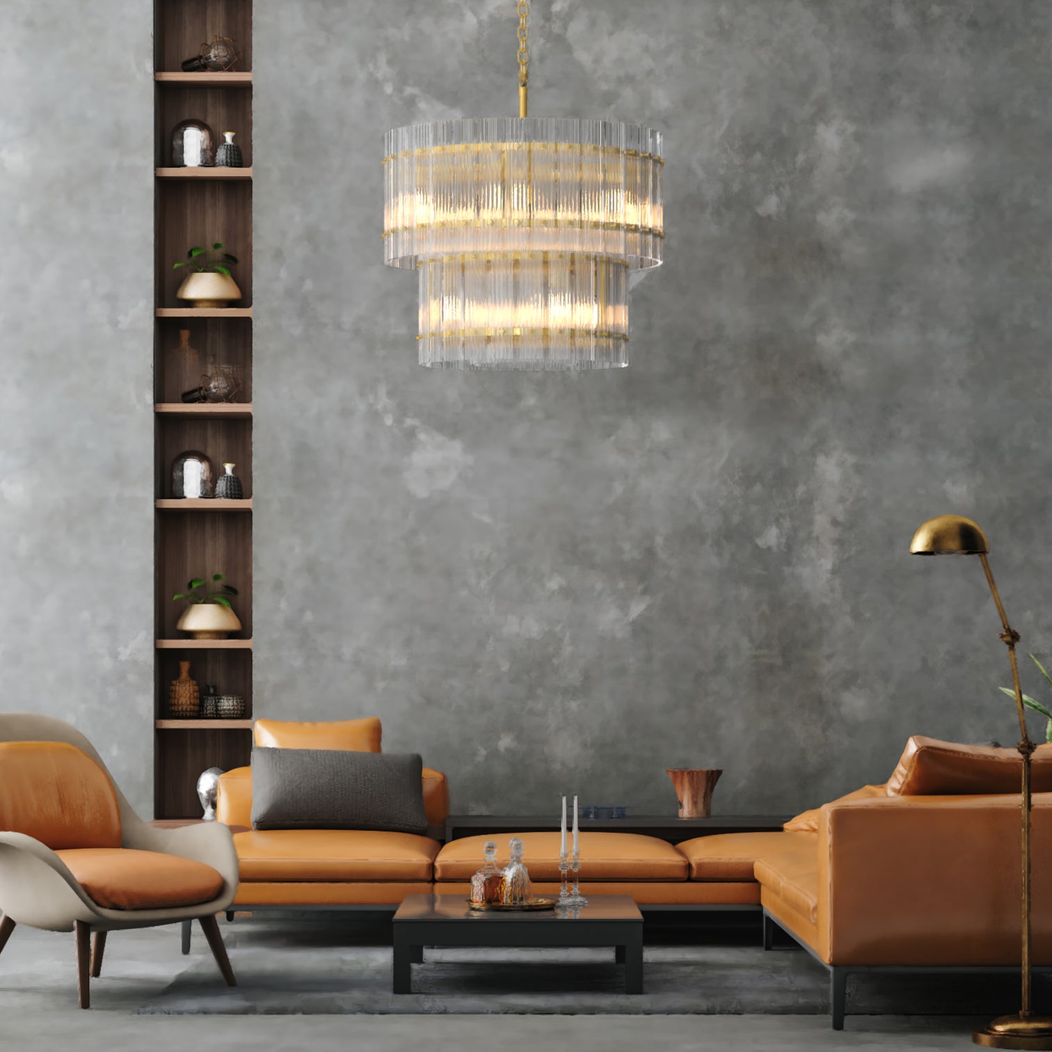 VALENCIA 2 Layer Round Large Modern Style K9 Crystal Chandelier Aged Brass 18* E14 base - 7Pandas Australia