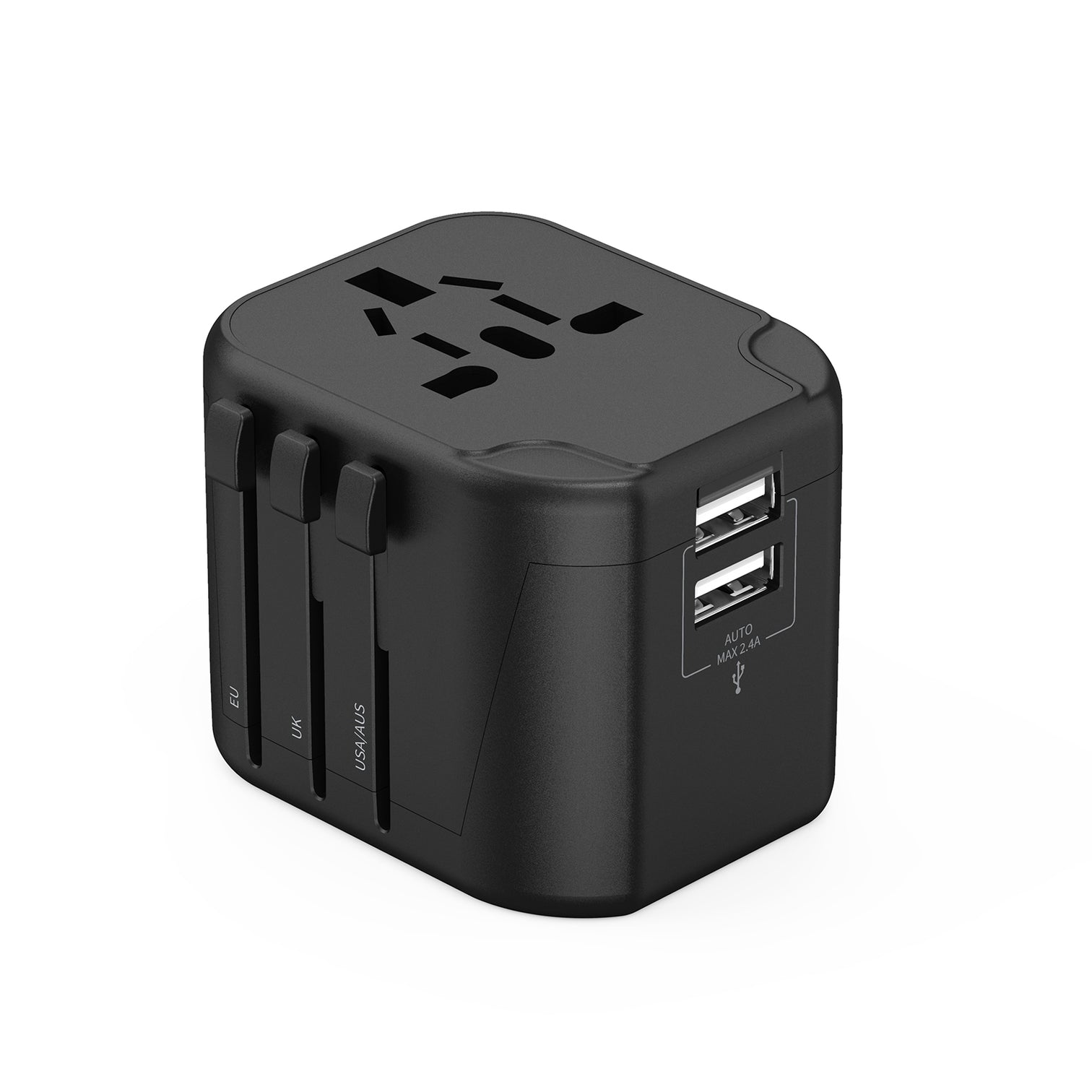 4PACK Travel Adapter Worldwide All in One Universal Wall AC Wall Charger Dual USB Ports Phone Laptop Black - 7Pandas Australia
