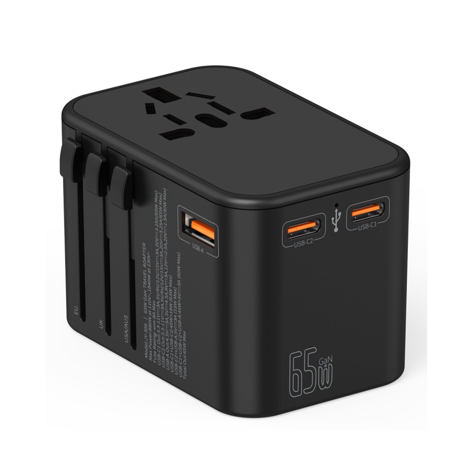 3PACK Universal Travel Adapter GaN 65W 2xUSB-C PD Fast Charging  1xUSB-A Quick Charging - 7Pandas Australia