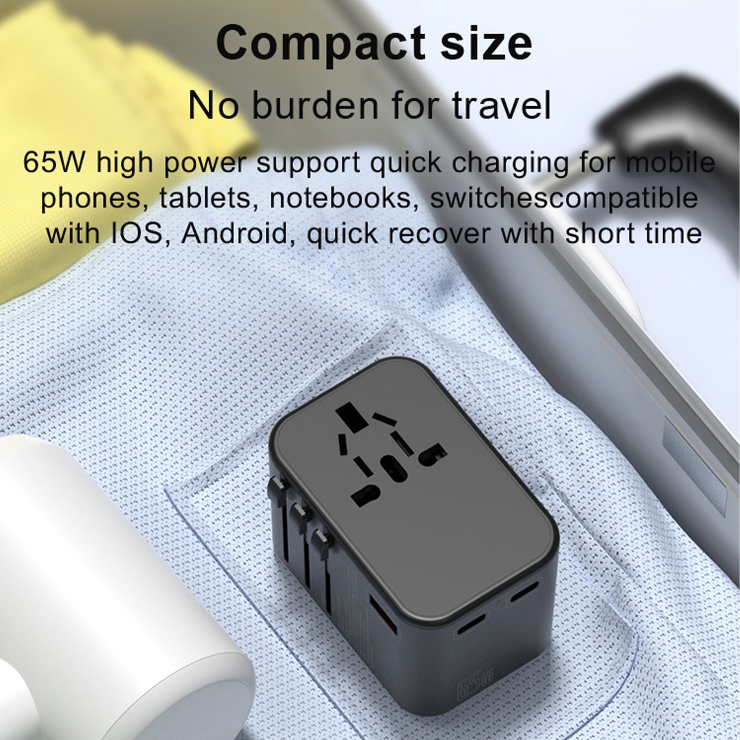 3PACK Universal Travel Adapter GaN 65W 2xUSB-C PD Fast Charging  1xUSB-A Quick Charging - 7Pandas Australia