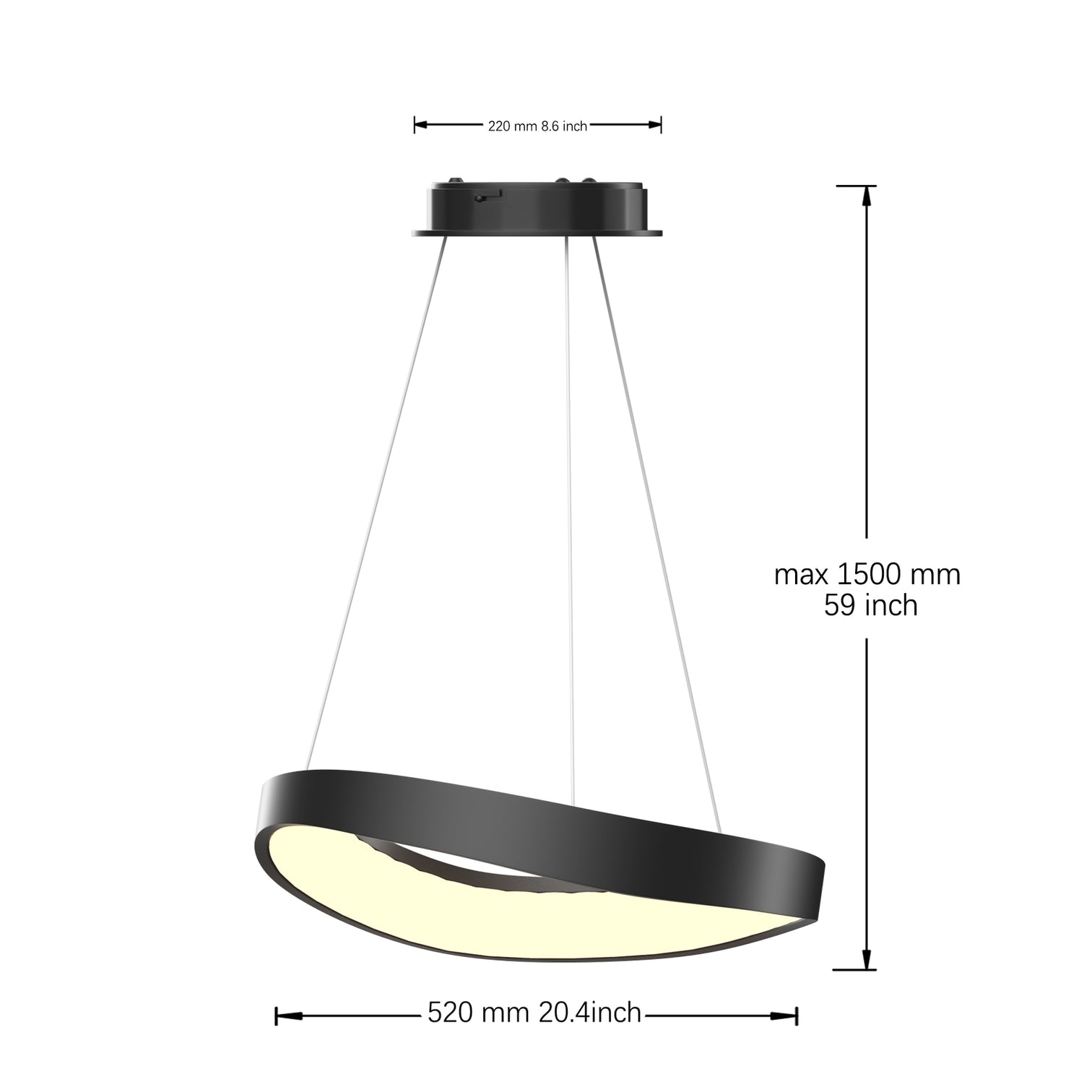 CARLA 520mm LED Round Chandelier 50W CCT Selectable Color Temperature Dimmable Sand Black - 7Pandas Australia