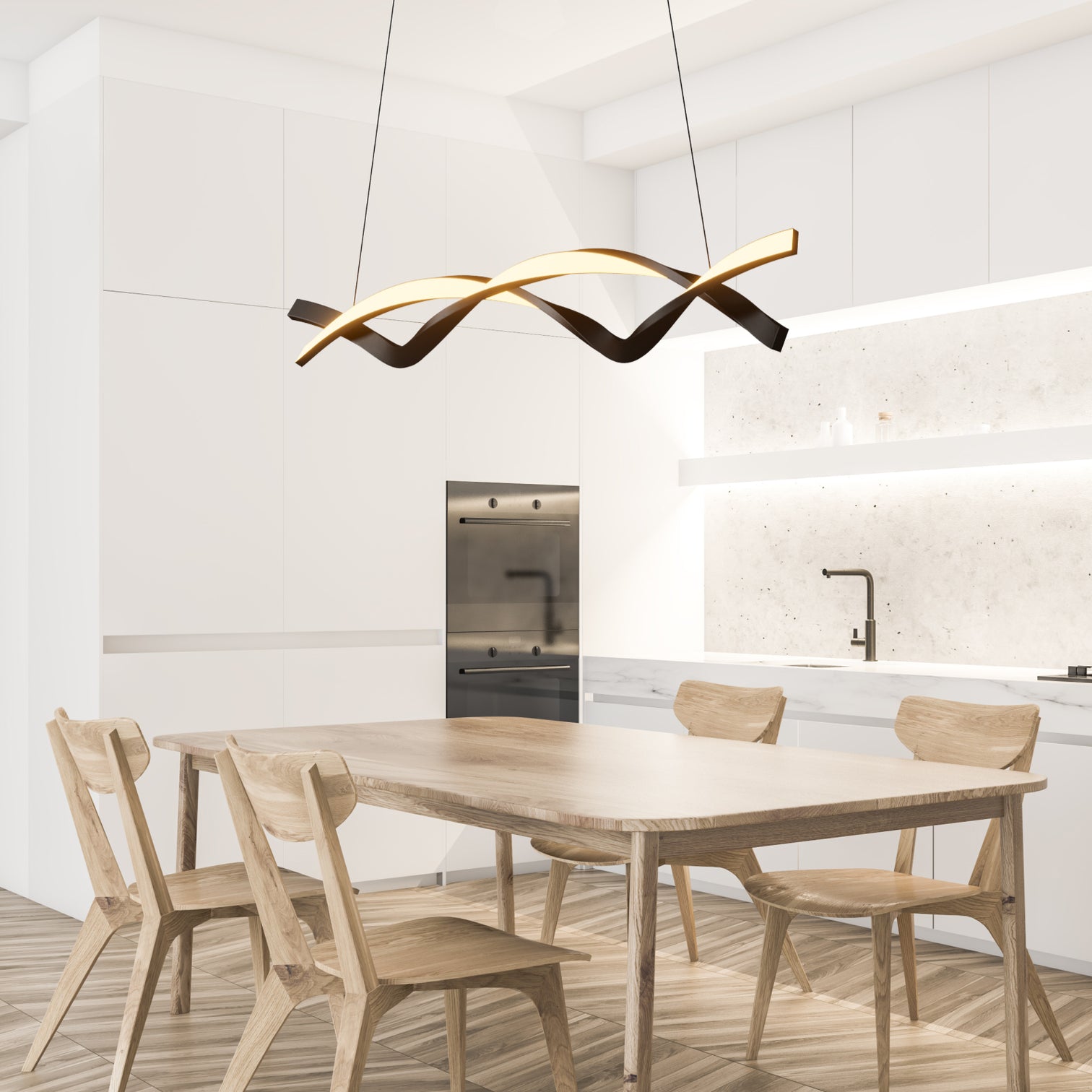 MONRICO Modern Linear LED Pendant Light 2CCT Dimmable 1200mm 38W Dining Table Matt Black - 7Pandas Australia
