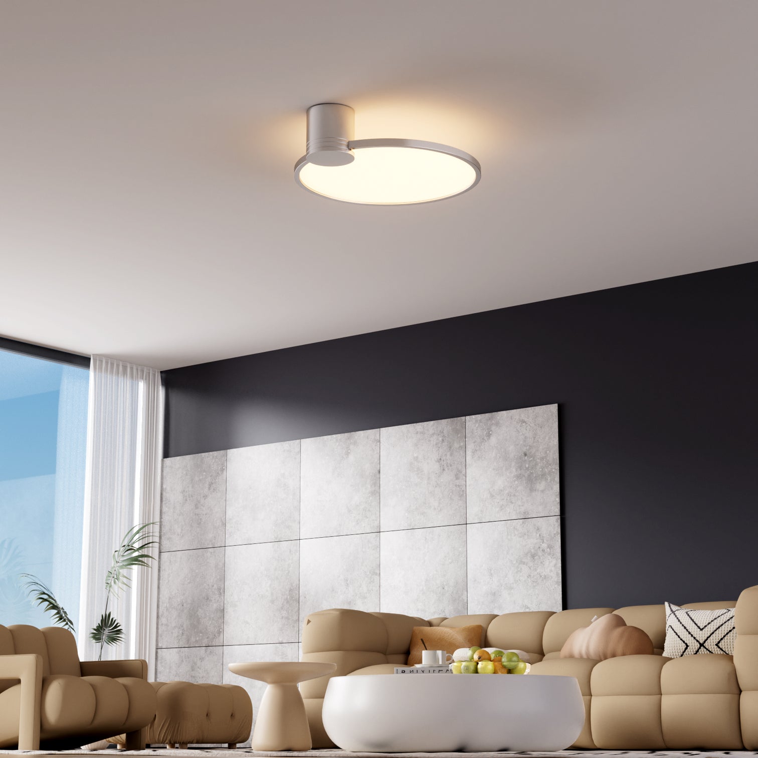ELINA 40cm Diameter LED Ceiling Flush Mount 2CCT 40W Dimmable Silver - 7Pandas Australia