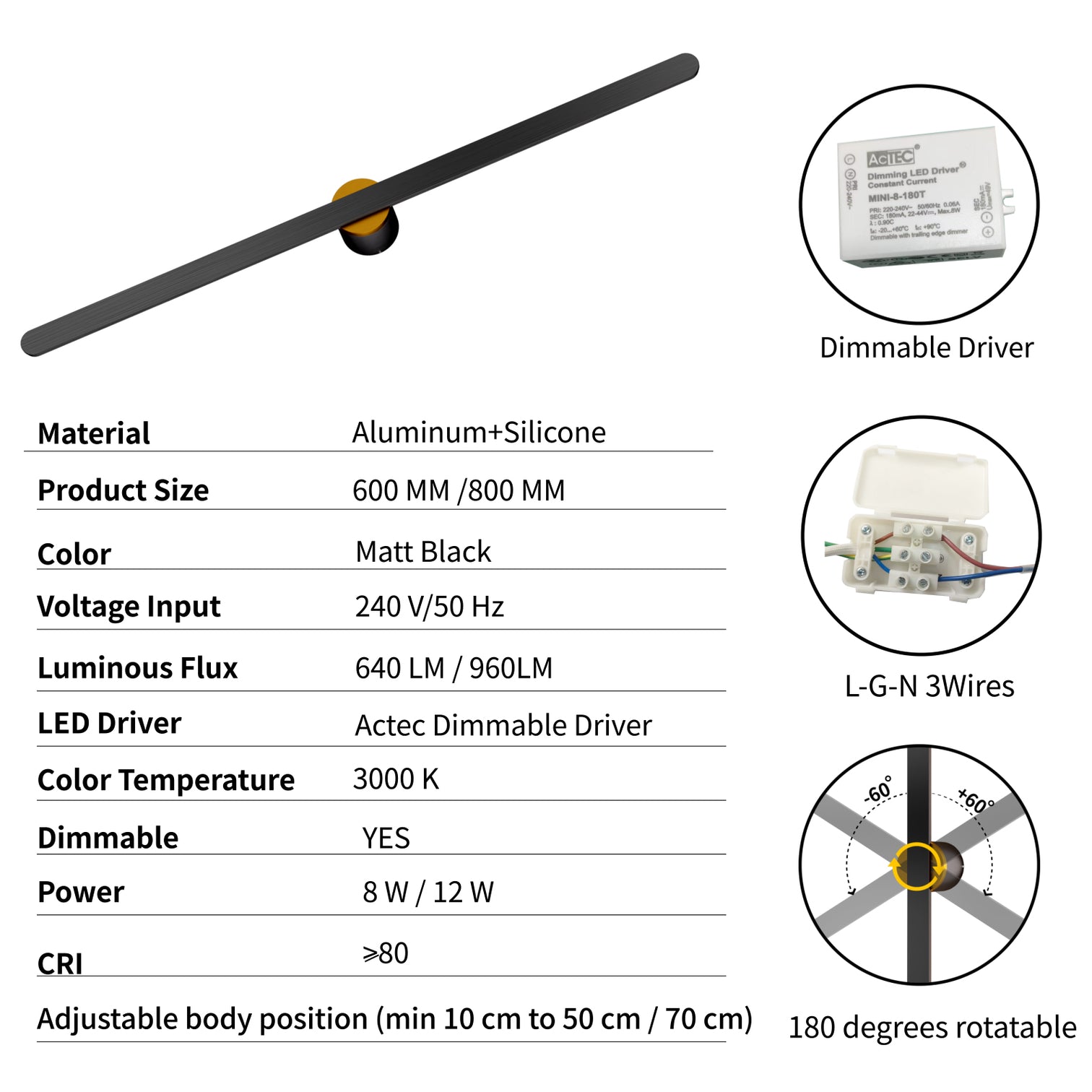 HEMI Modern Style LED Interior Adjustable Wall Light 2CCT Dimmable - 7Pandas Australia