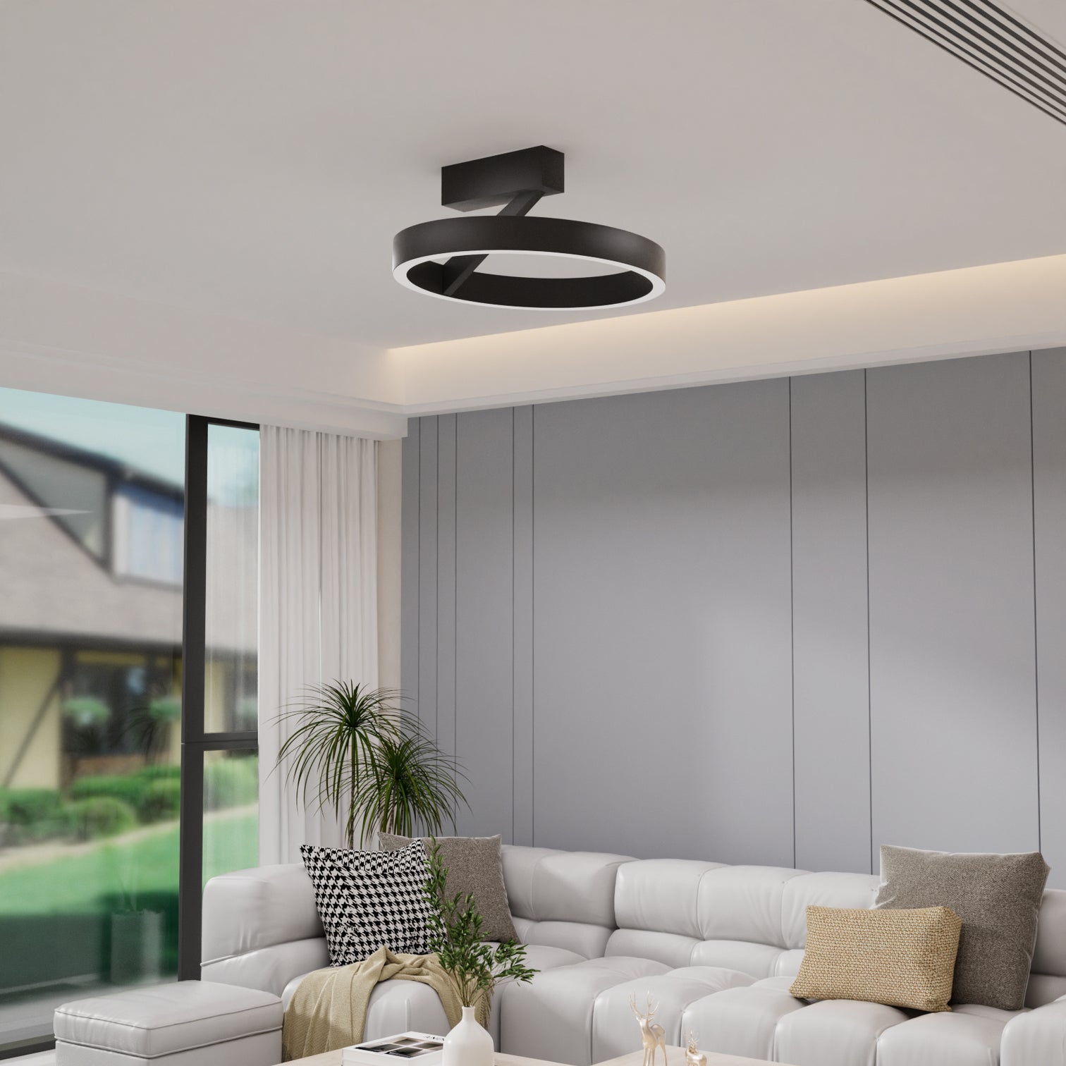DEMAR LED Dimmable Flush Mount Ceiling Light 2CCT Dimmable Matt Black - 7Pandas Australia