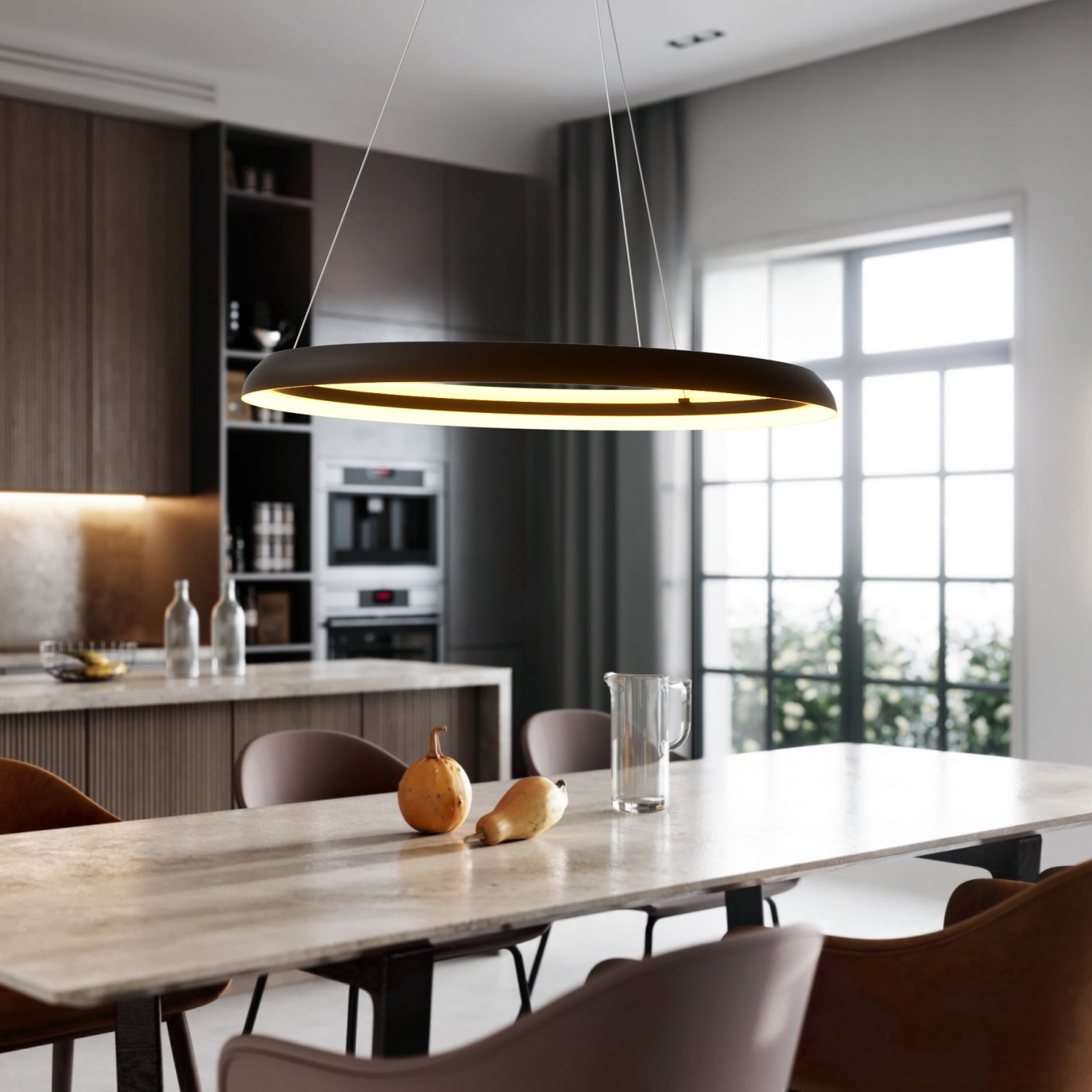 SANDY LED Oval Pendant Light Fixtures 2CCT Dimmable for Dining Kitchen - 7Pandas Australia
