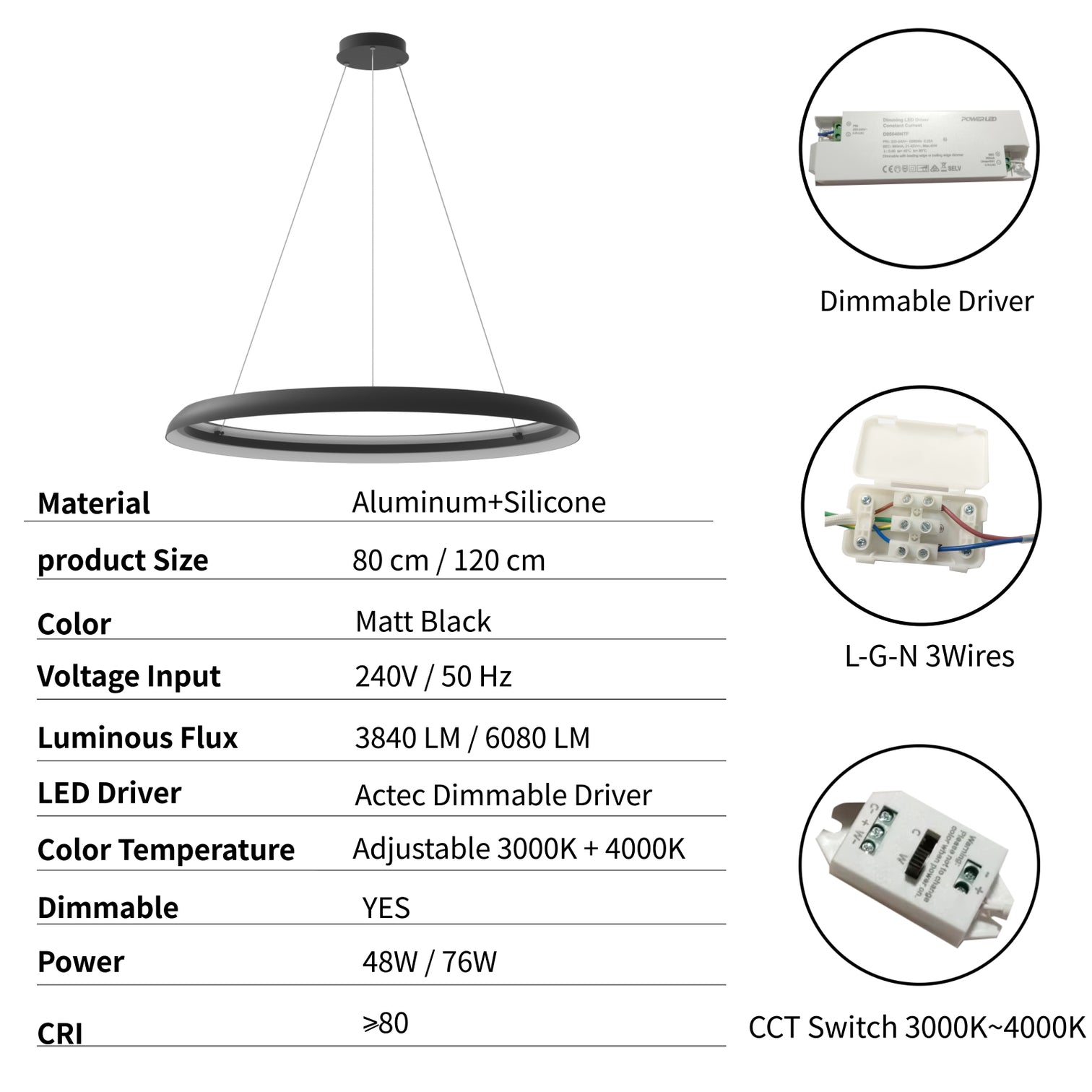 SANDY LED Oval Pendant Light Fixtures 2CCT Dimmable for Dining Kitchen - 7Pandas Australia