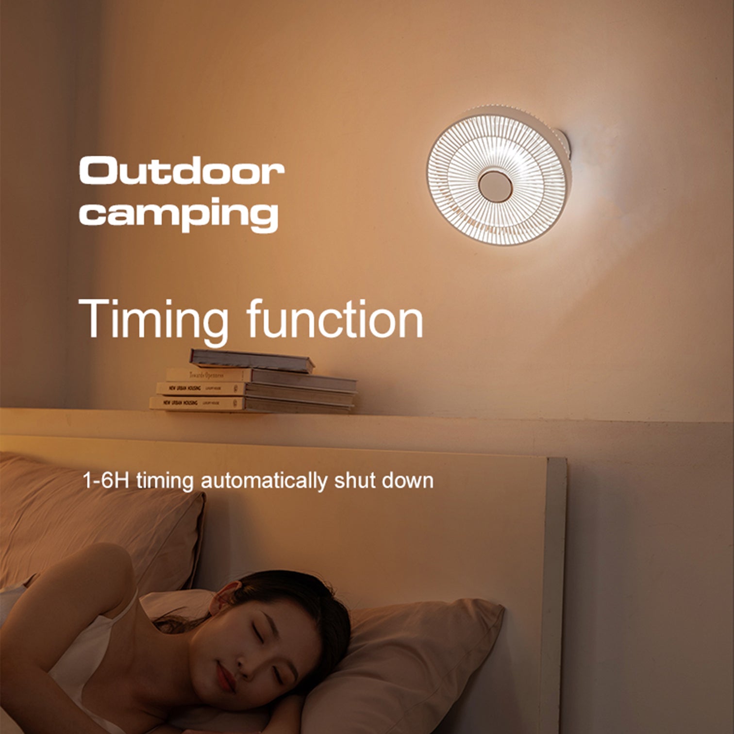 Rechargeable Outdoor Camping Fan 3 speed timing with night light mode Remote Control desktop and wall mounted - 7Pandas Australia