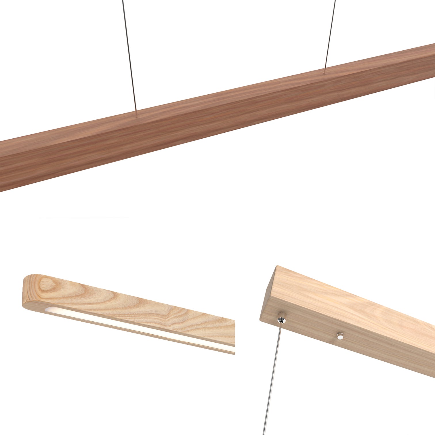 RITA Nordic Style LED Dimmable Wood Linear Light Fixtures Commercial Office Kitchen Island Dining Room - 7Pandas Australia