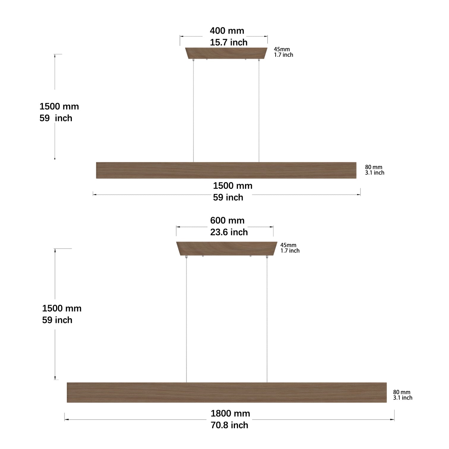 REBECA Nordic Style LED Dimmable Wood Linear Light Fixtures Office Kitchen Island for Dining Room - 7Pandas Australia